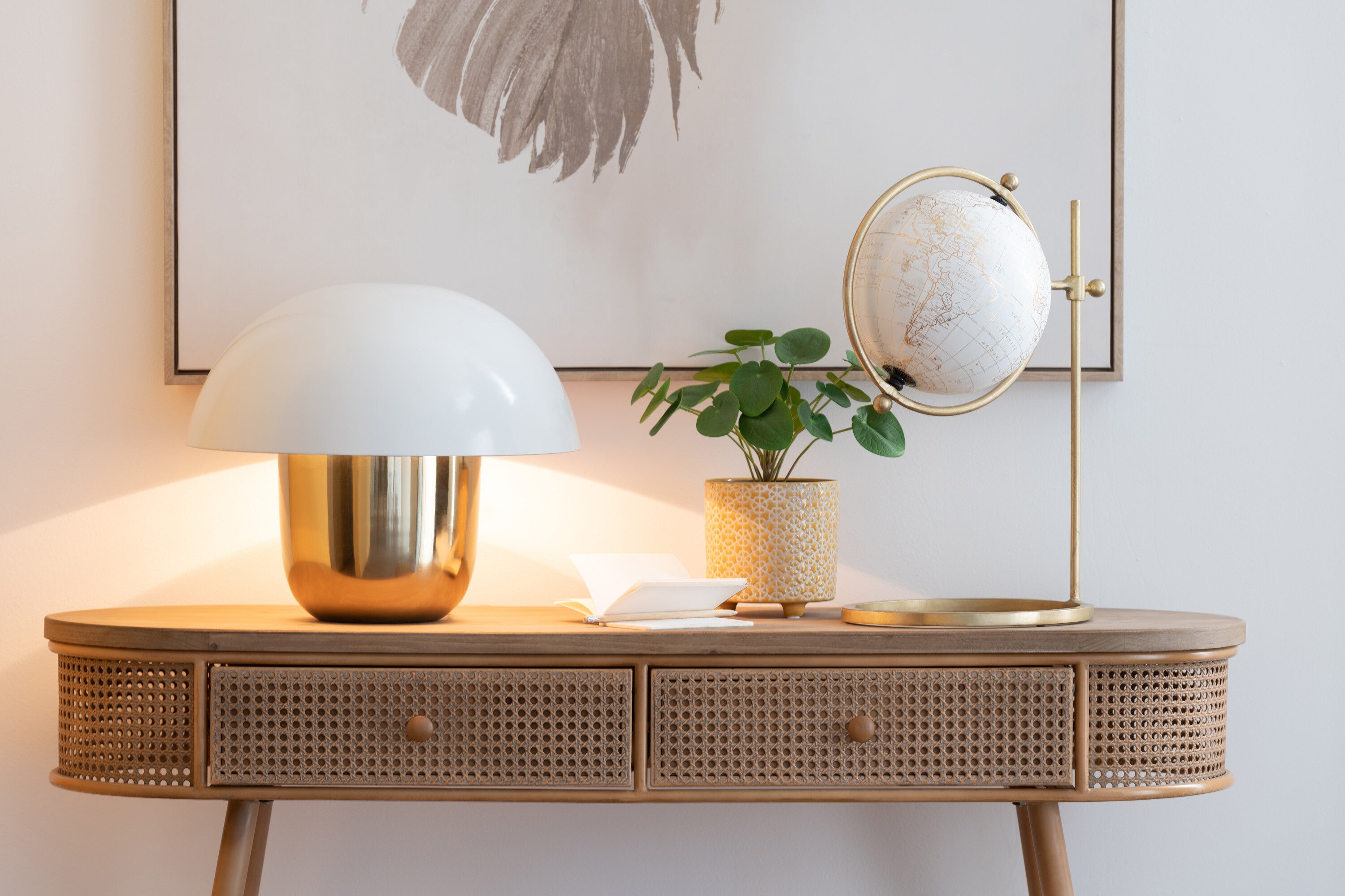 J-Line Lamp Paddenstoel Ijzer Wit/Goud Small