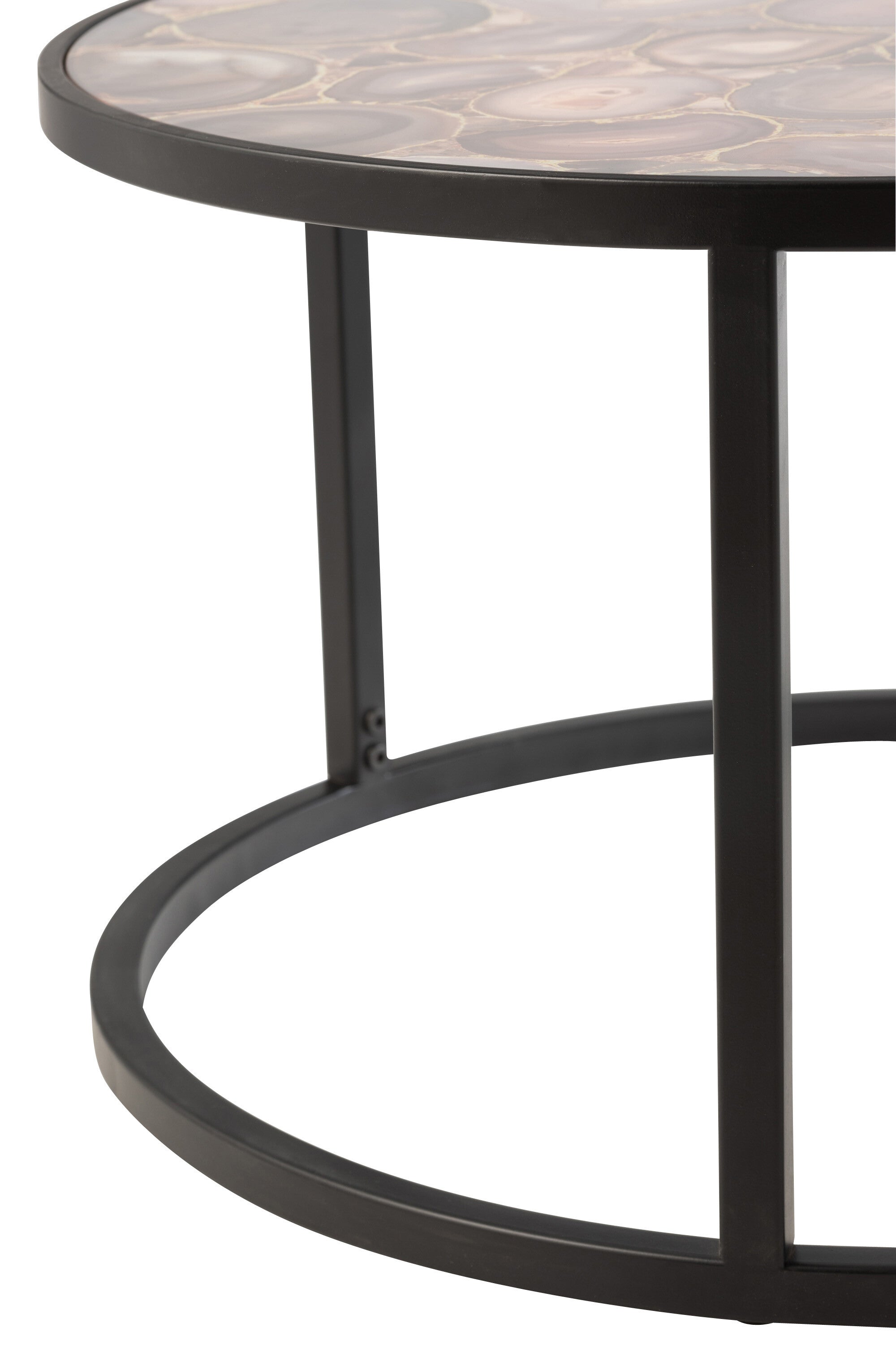 J-Line Salon Tafel Mozaïek Print Rond Glas/Ijzer Mix - 60.00 x 60.00 x 38.00 cm