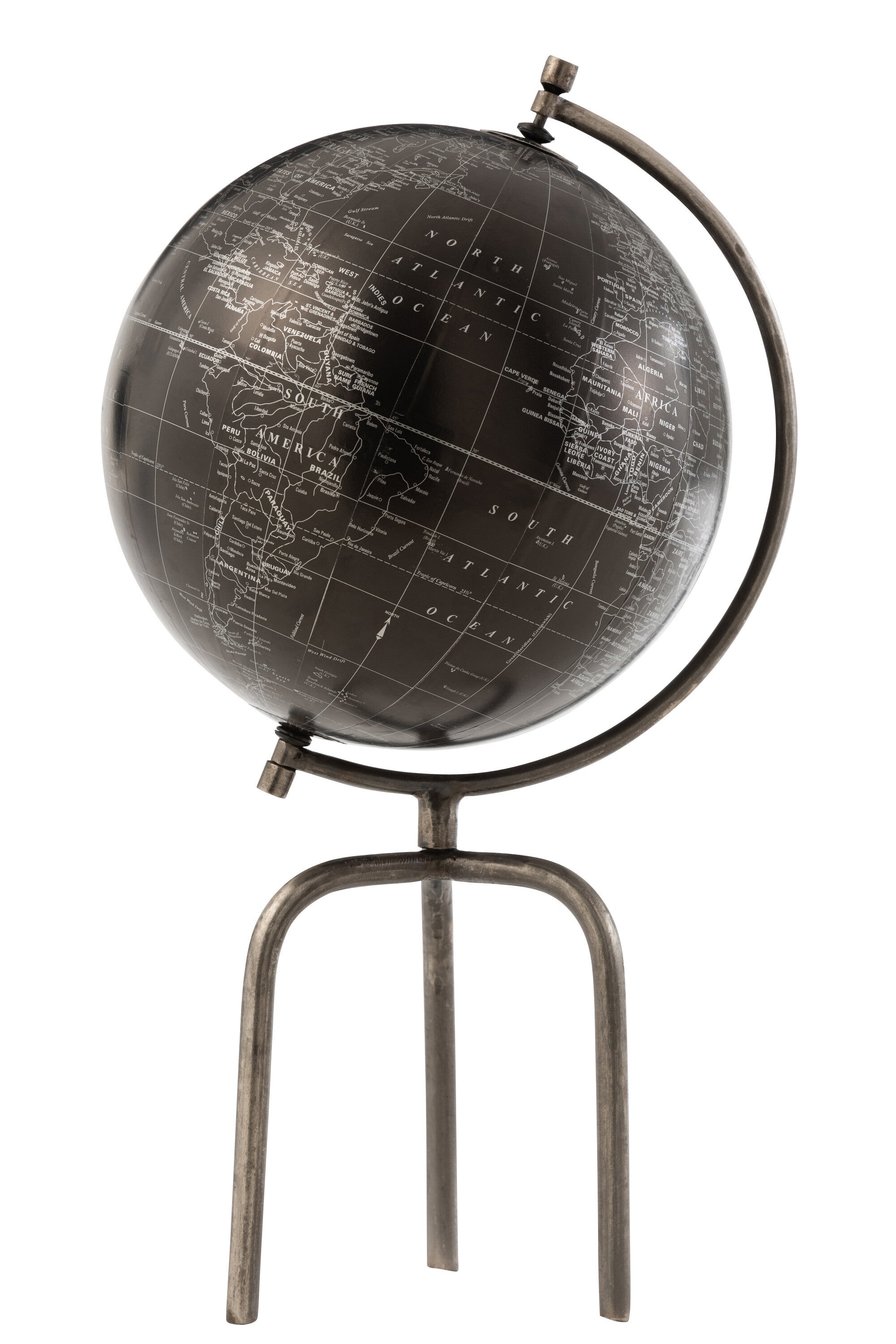 Globe Statief IJzer/Kunststof Zilver/Zwart Groot