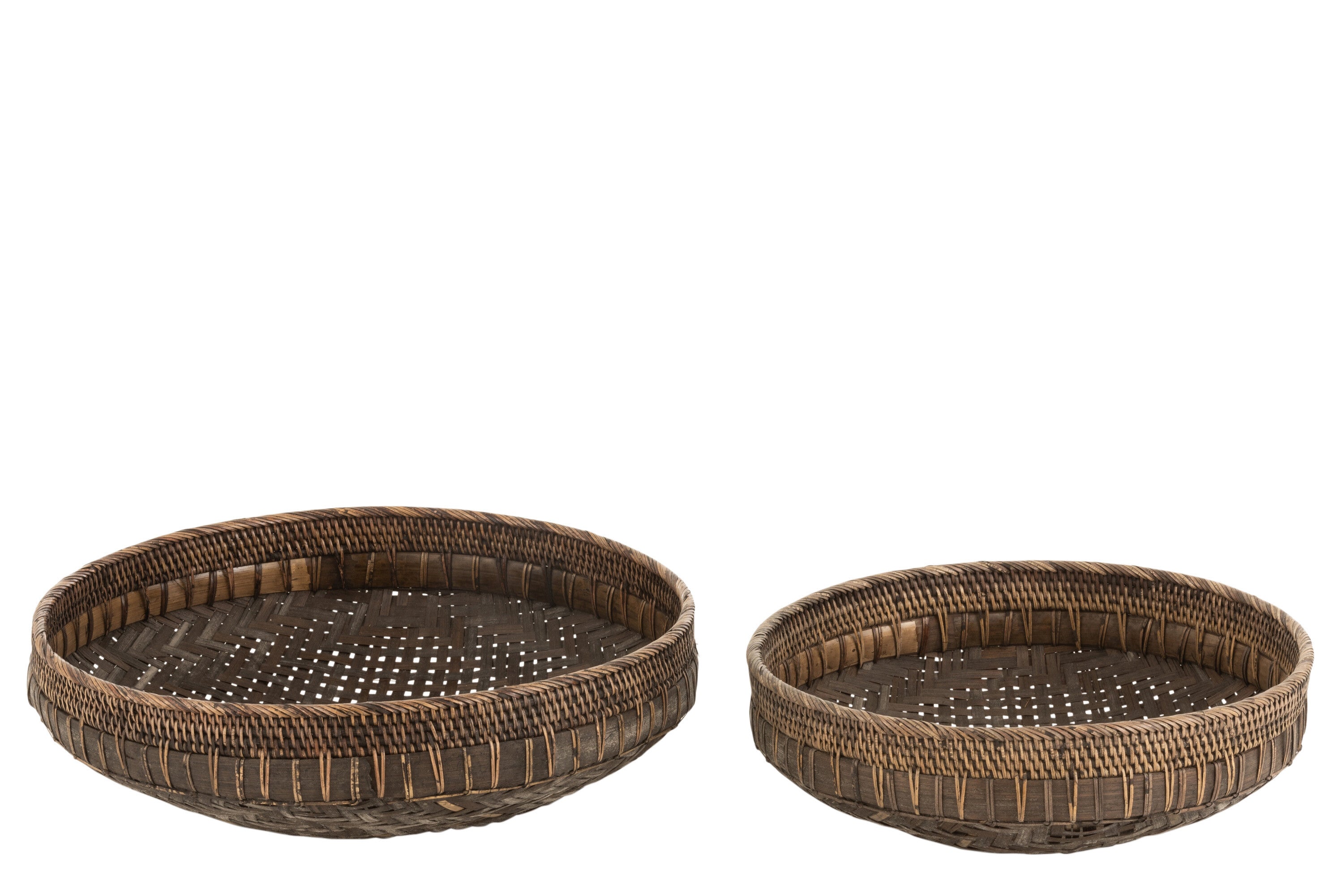 J-Line Set Van 2 Schalen Rond Rotan Zwart