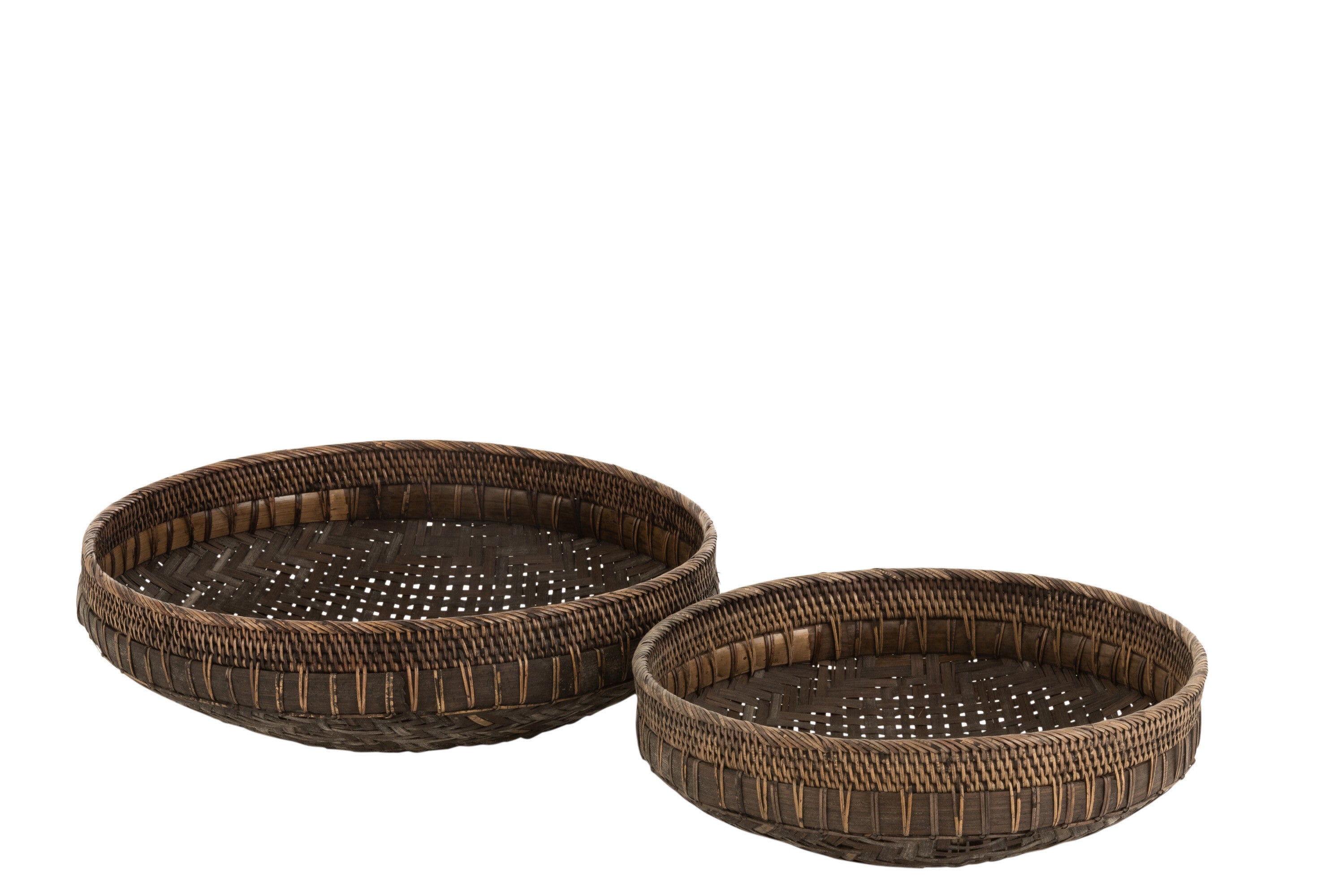 J-Line Set Van 2 Schalen Rond Rotan Zwart