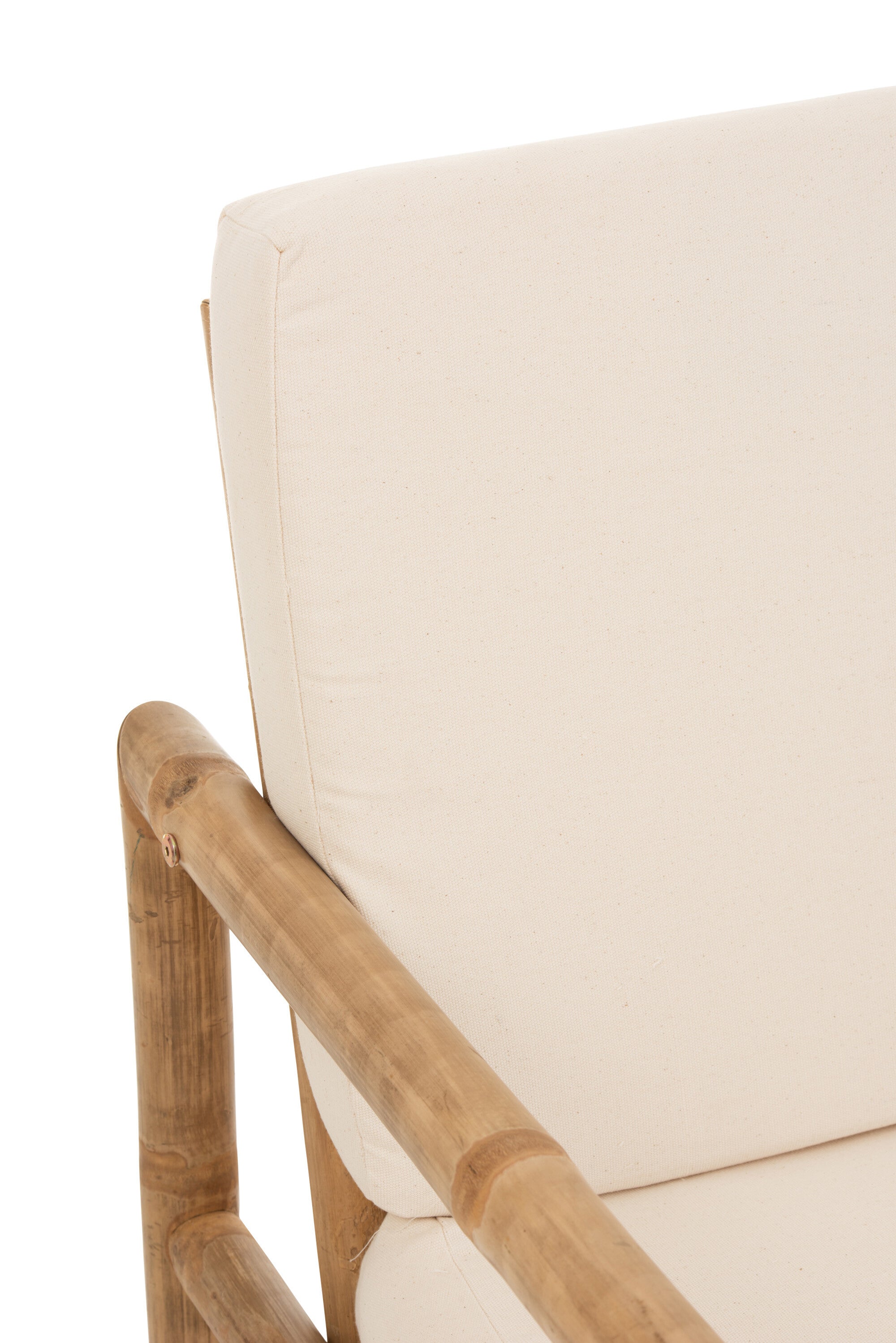 Bank 2 Personen Bamboe+Textiel Natuurlijk/Wit