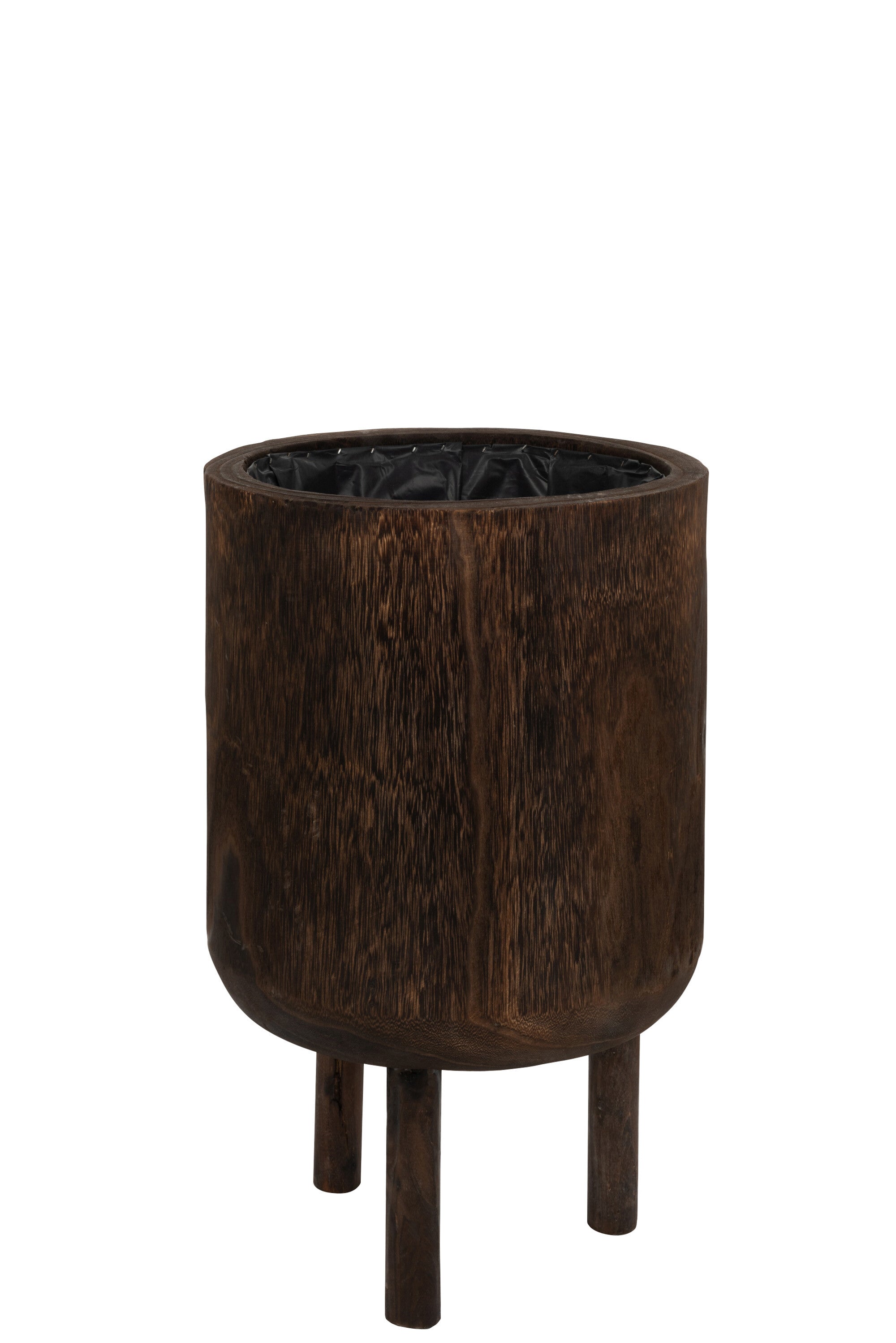 J-Line Bloempot Op Voet Paulownia Hout Bruin Large