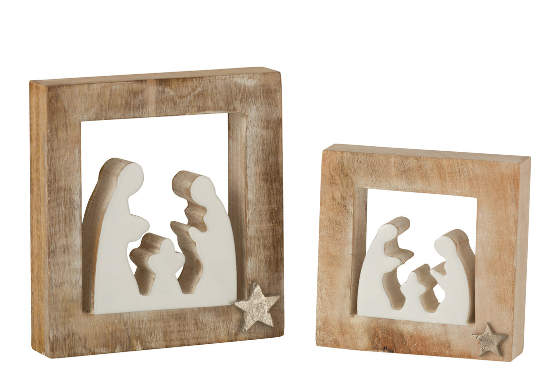 J-Line kerstdecoratie - hout - wit - groot