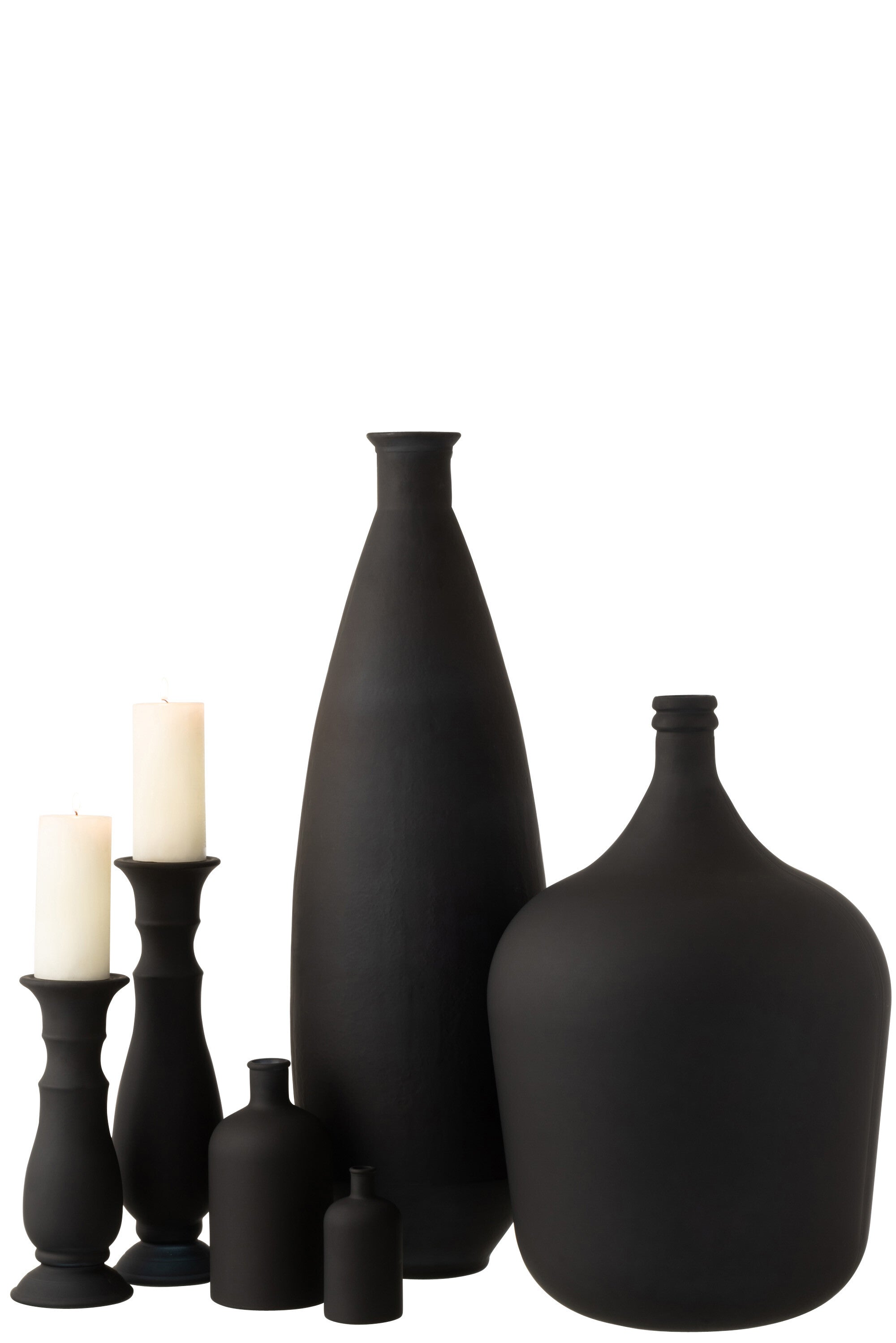 Vaas Ovaal Glas Mat Zwart
