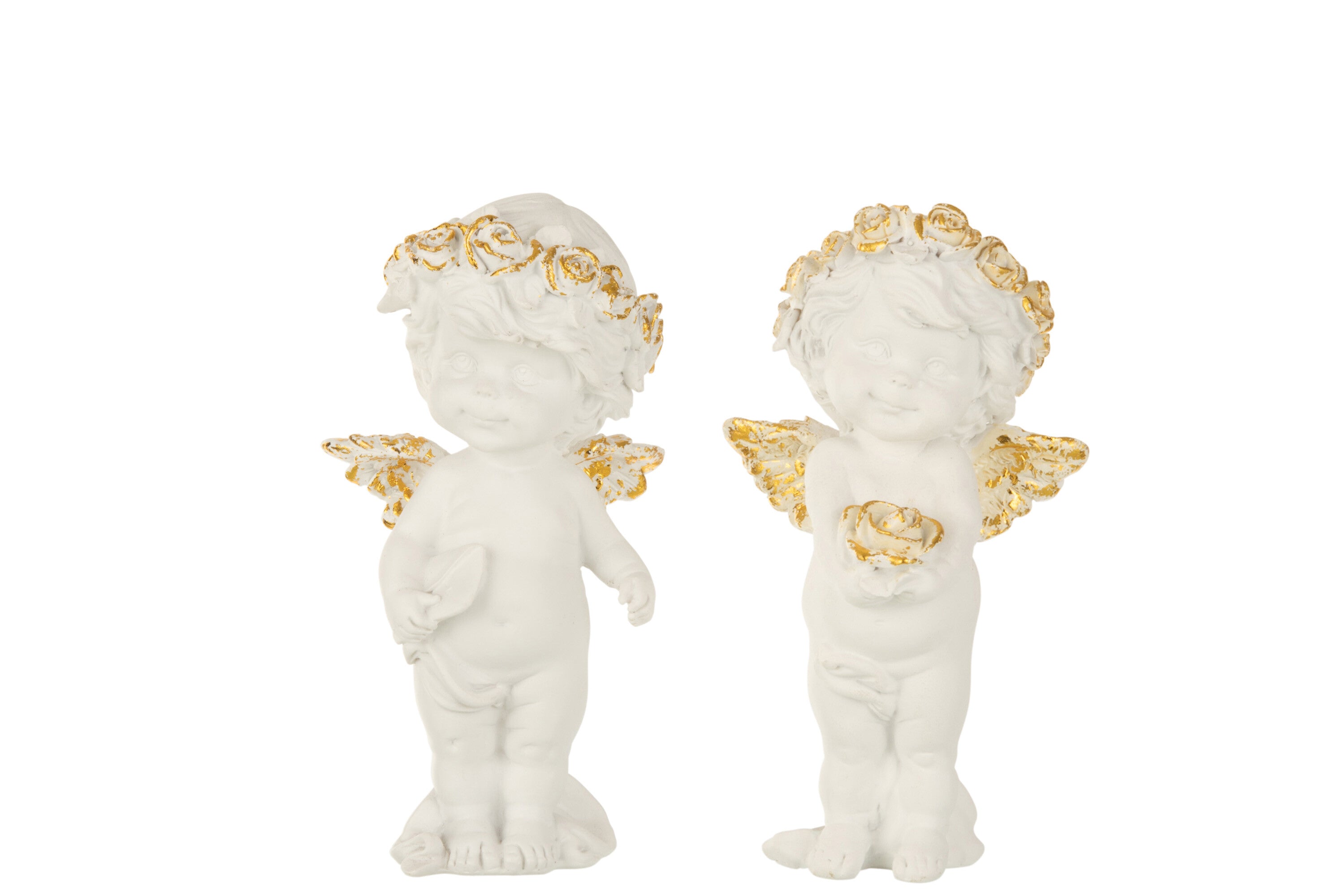 Engel Staand Poly Wit/Goud Groot Assortiment Van 2