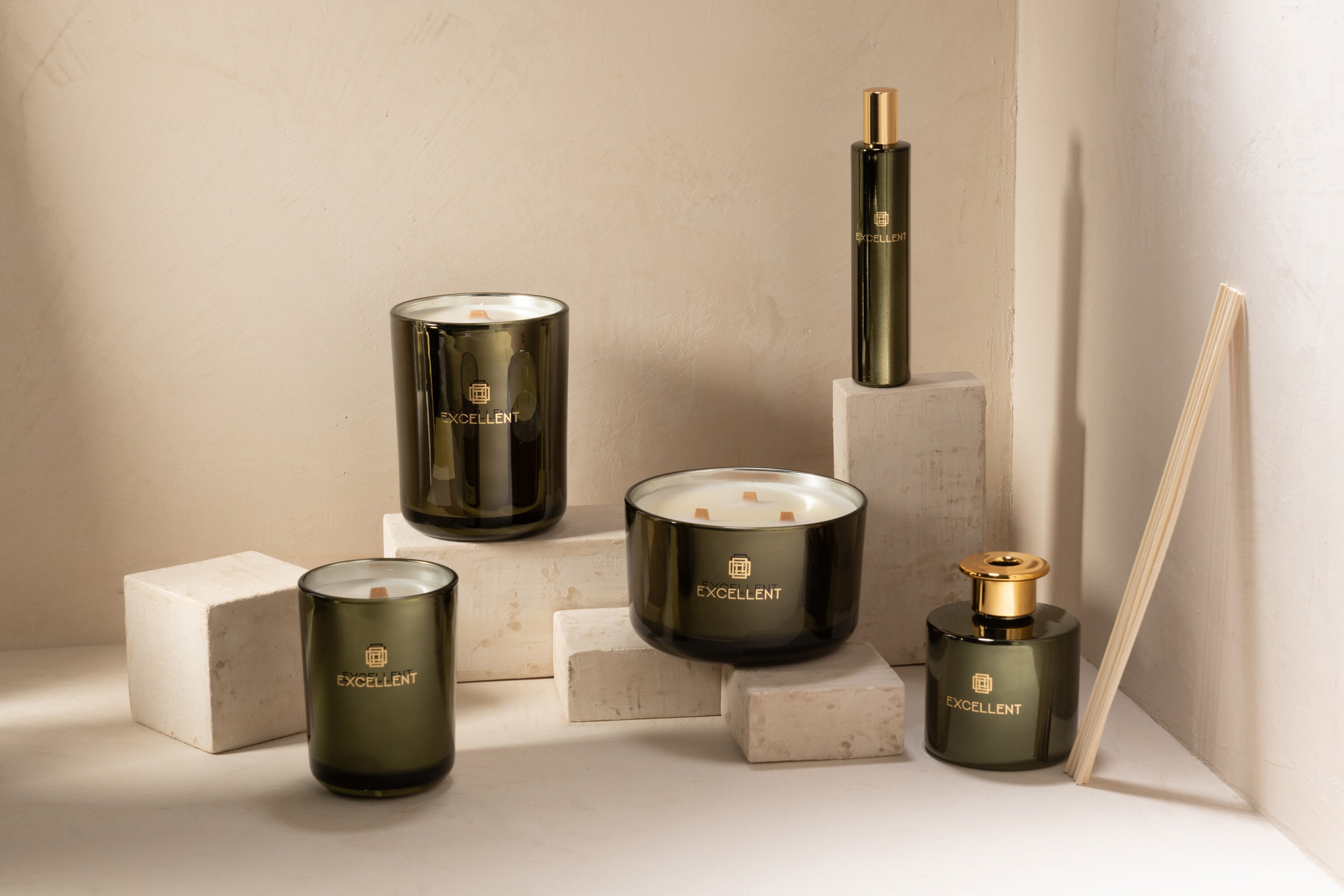 Geurkaars Uitstekend Bergamot Hout Groen Klein-50U