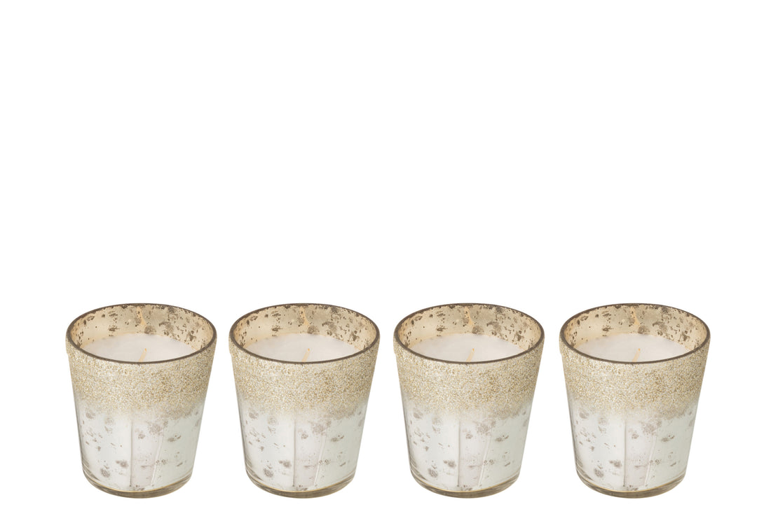 J-Line doos 4 geurkaars Deluxe - glas - zilver