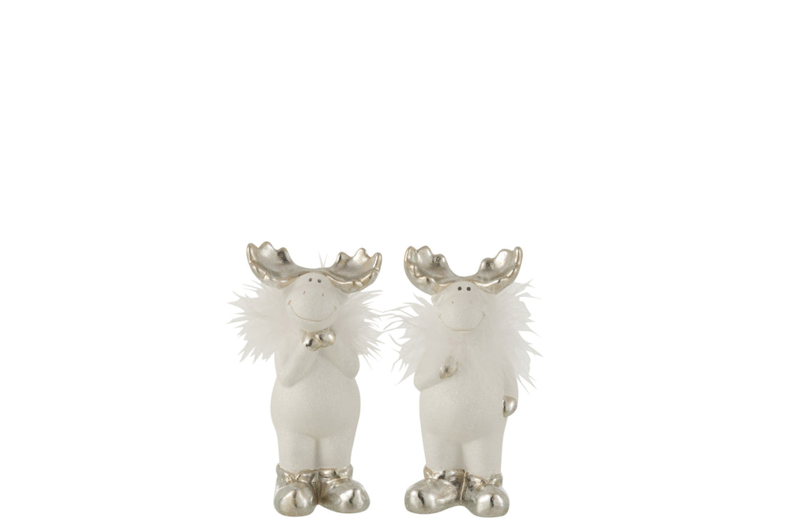 Rendier Keramiek Wit/Zilver Klein Assortiment Van 2