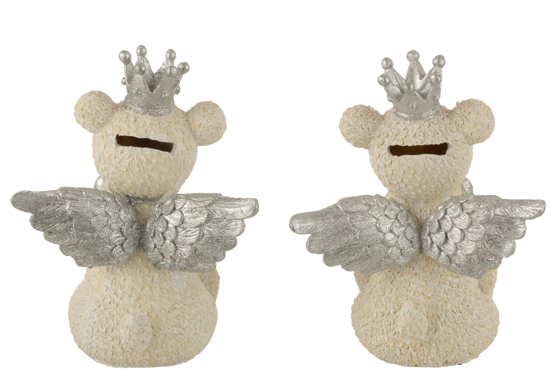 Spaarpot Beer Kroon Porz Wit/Grijs Groot Assortiment Van 2