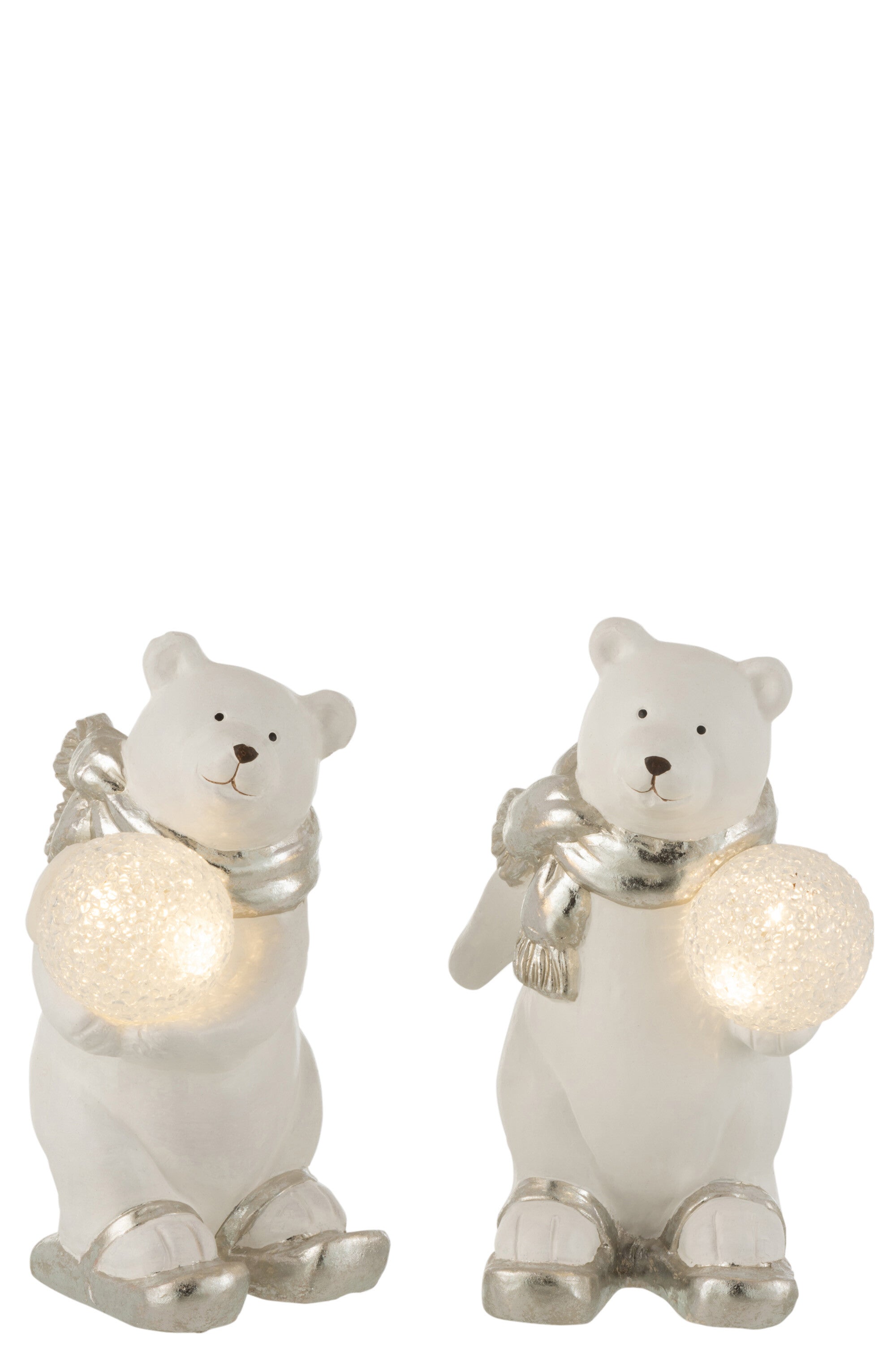 IJsbeer Led Staande Keramische Wit/Zilver Klein Assortiment Van 2
