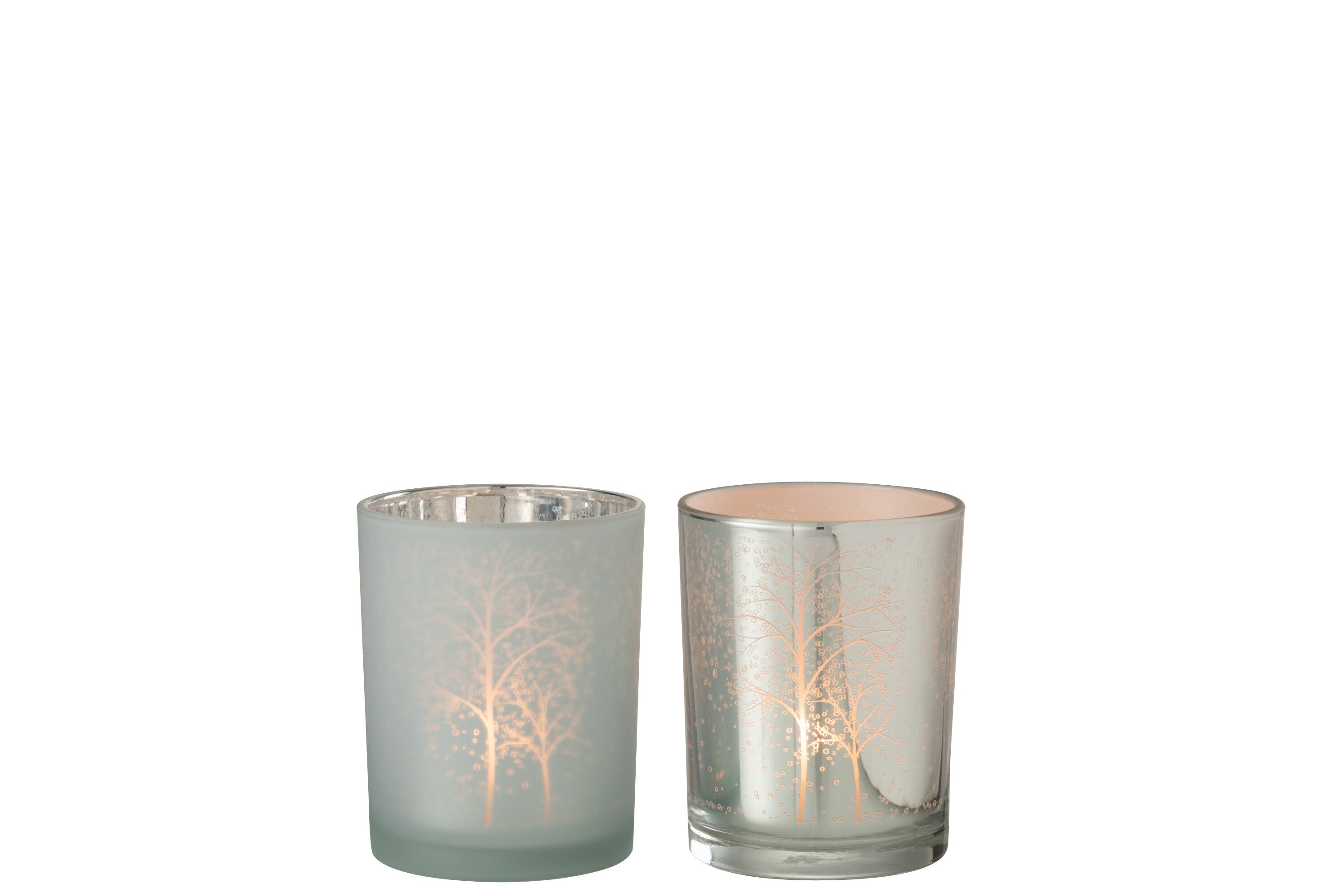 Orkaanboomglas Wit/Zilver Medium Assortiment Van 2