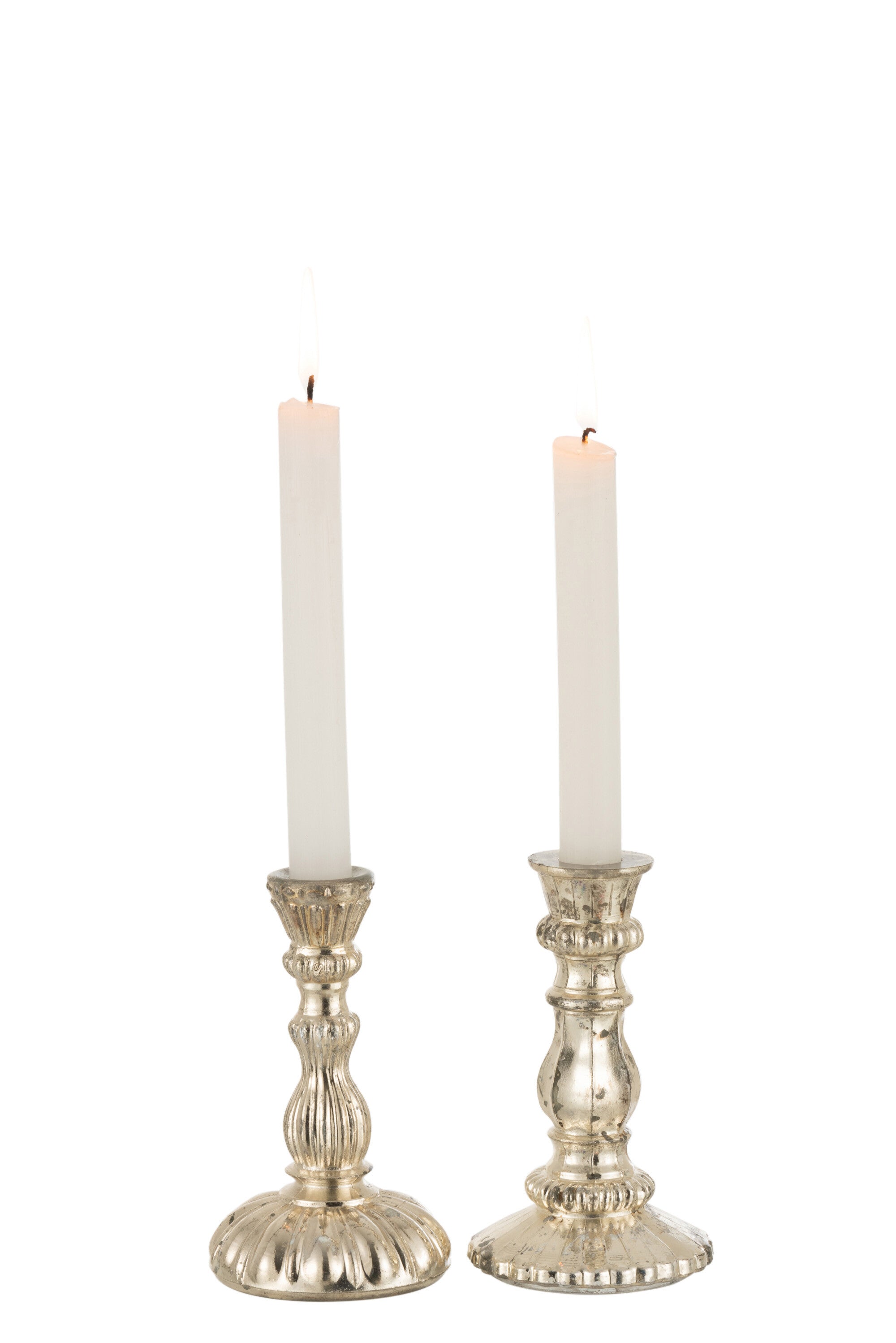 Kaarsenhouder Oosters Glas Zilver Klein Assortiment Van 2