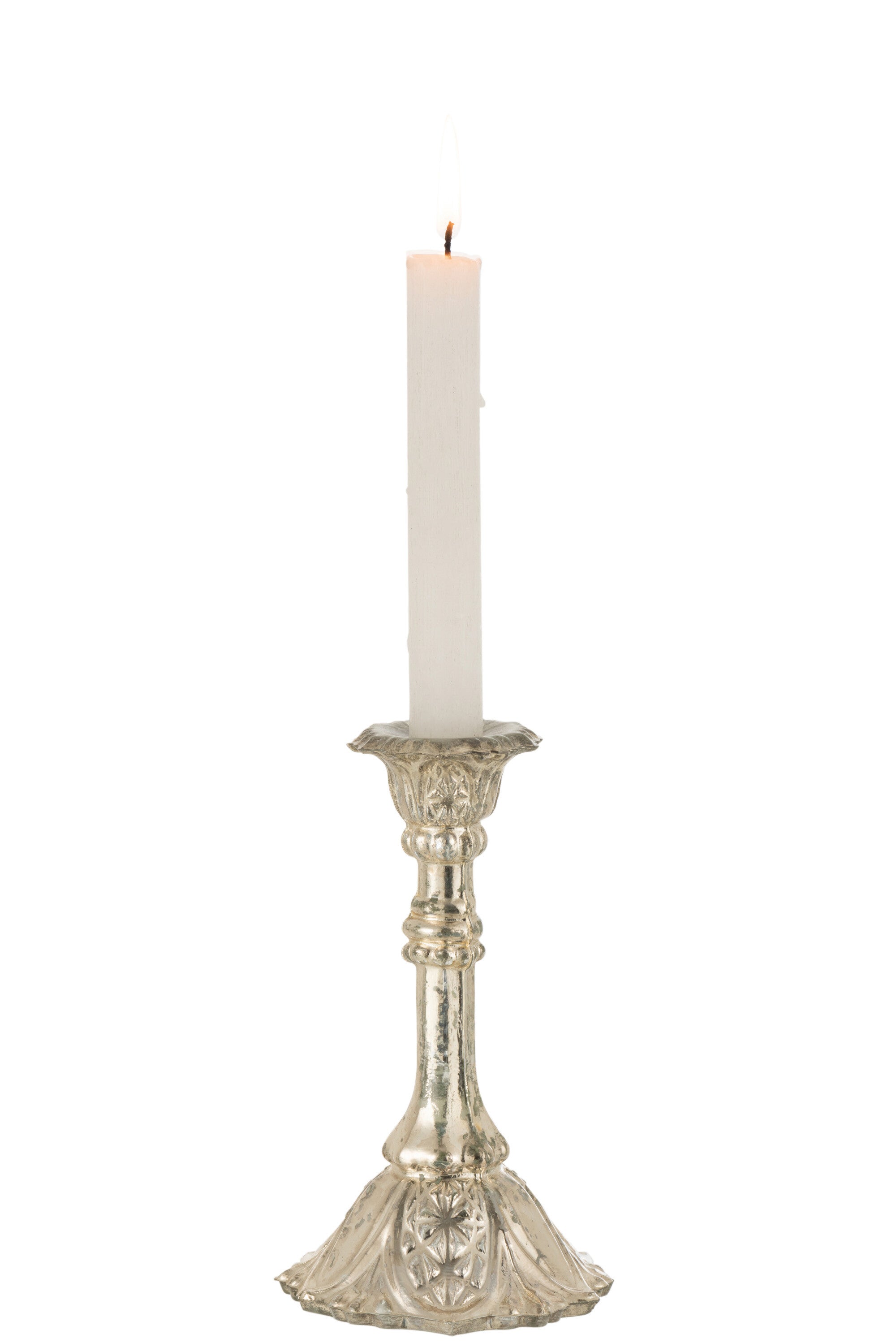 J-Line Kandelaar Oriental Glas Zilver Medium