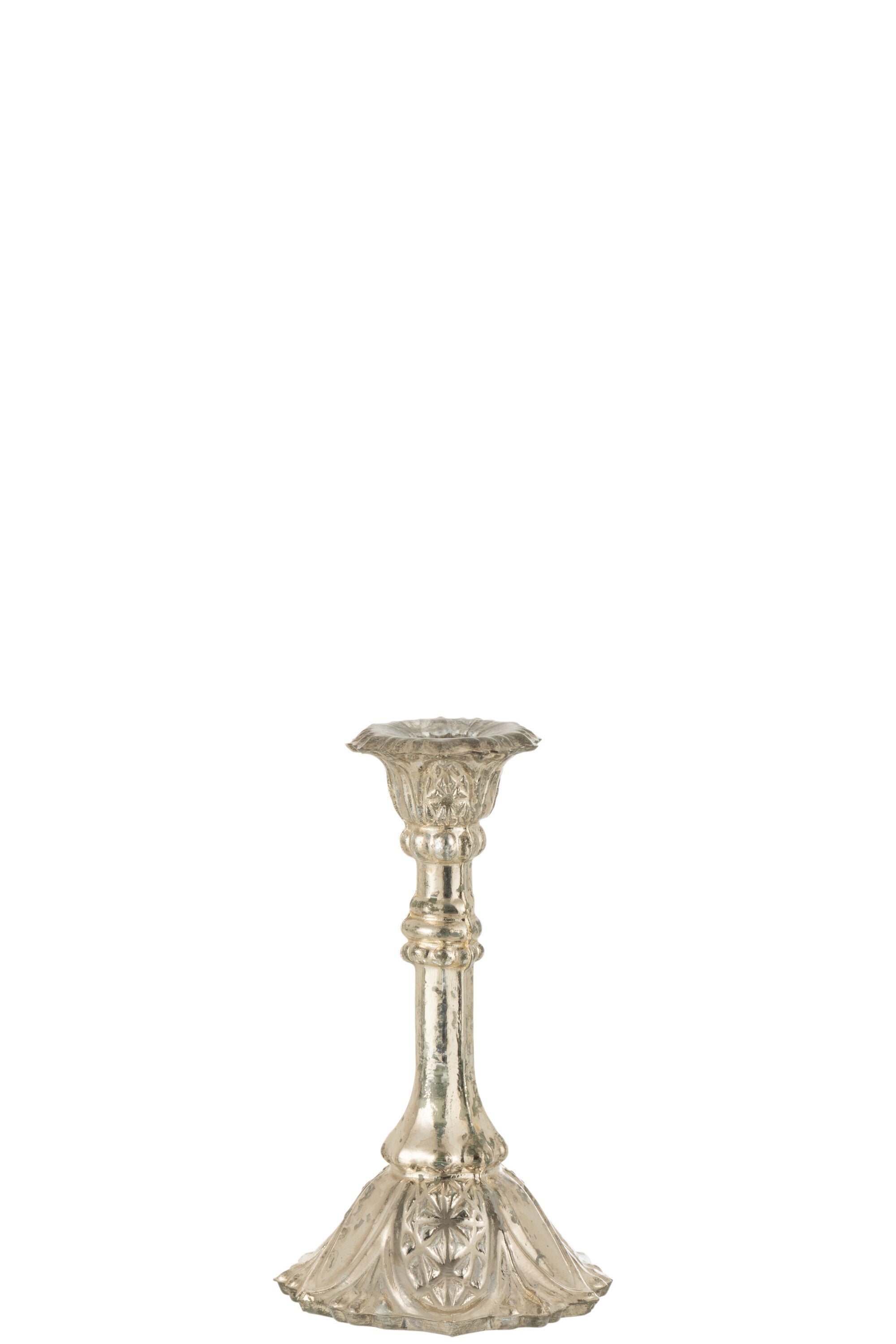 J-Line Kandelaar Oriental Glas Zilver Medium