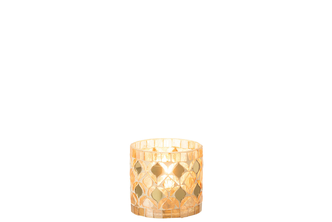 J-Line Theelichthouder Mozaiek Glas Goud Small