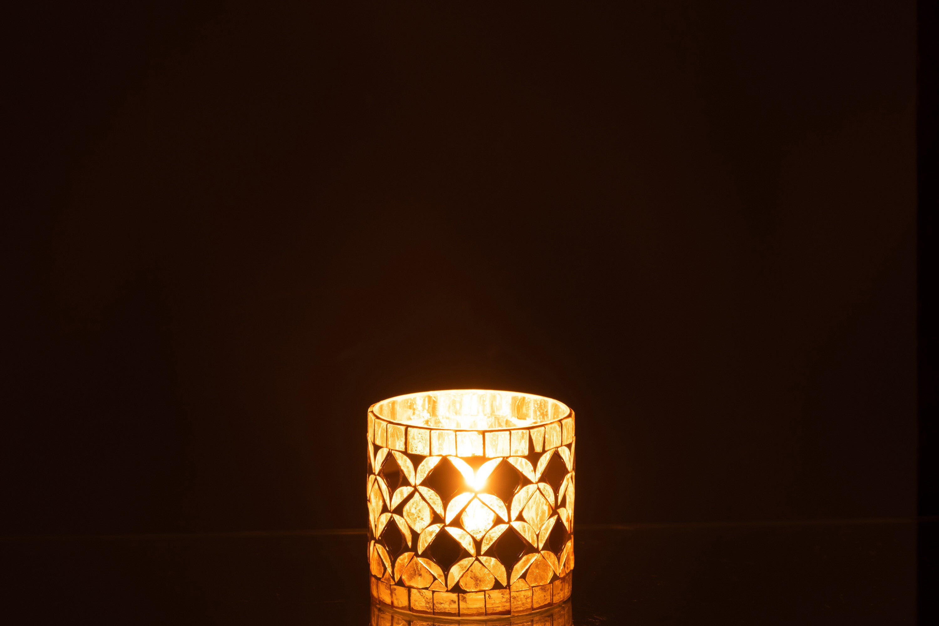 J-Line Theelichthouder Mozaiek Glas Goud Small