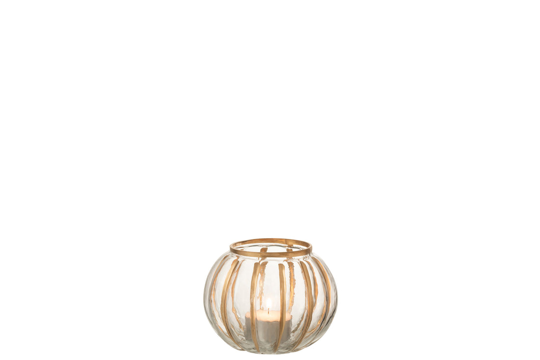 Orkaan Bal Streep Glas Transparant/Goud Klein