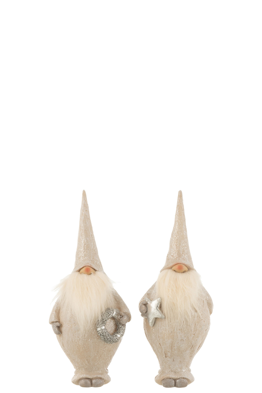 Kerstman Staand Poly Beige Kleine Assortiment Van 2