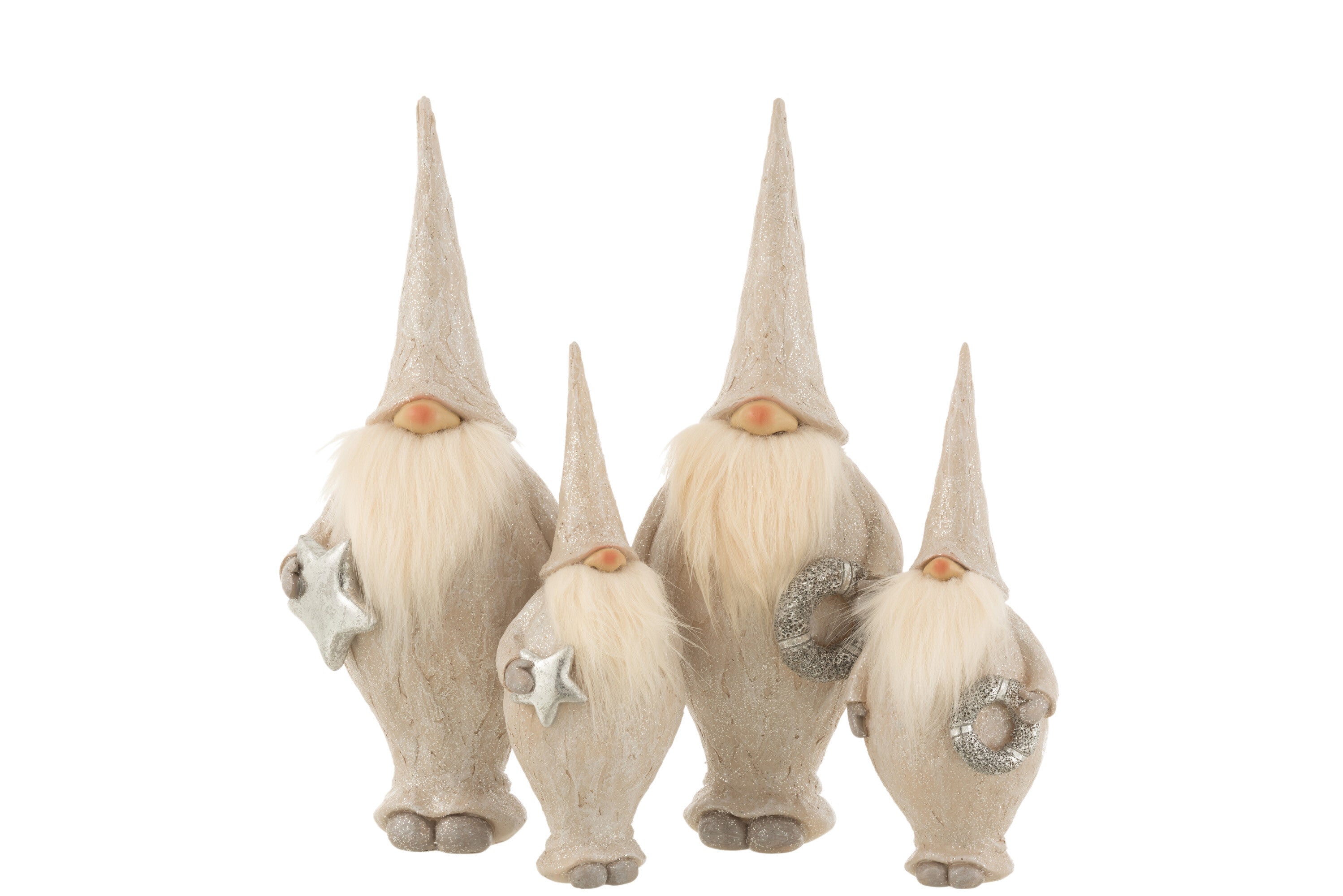 Kerstman Staand Poly Beige Groot Assortiment Van 2