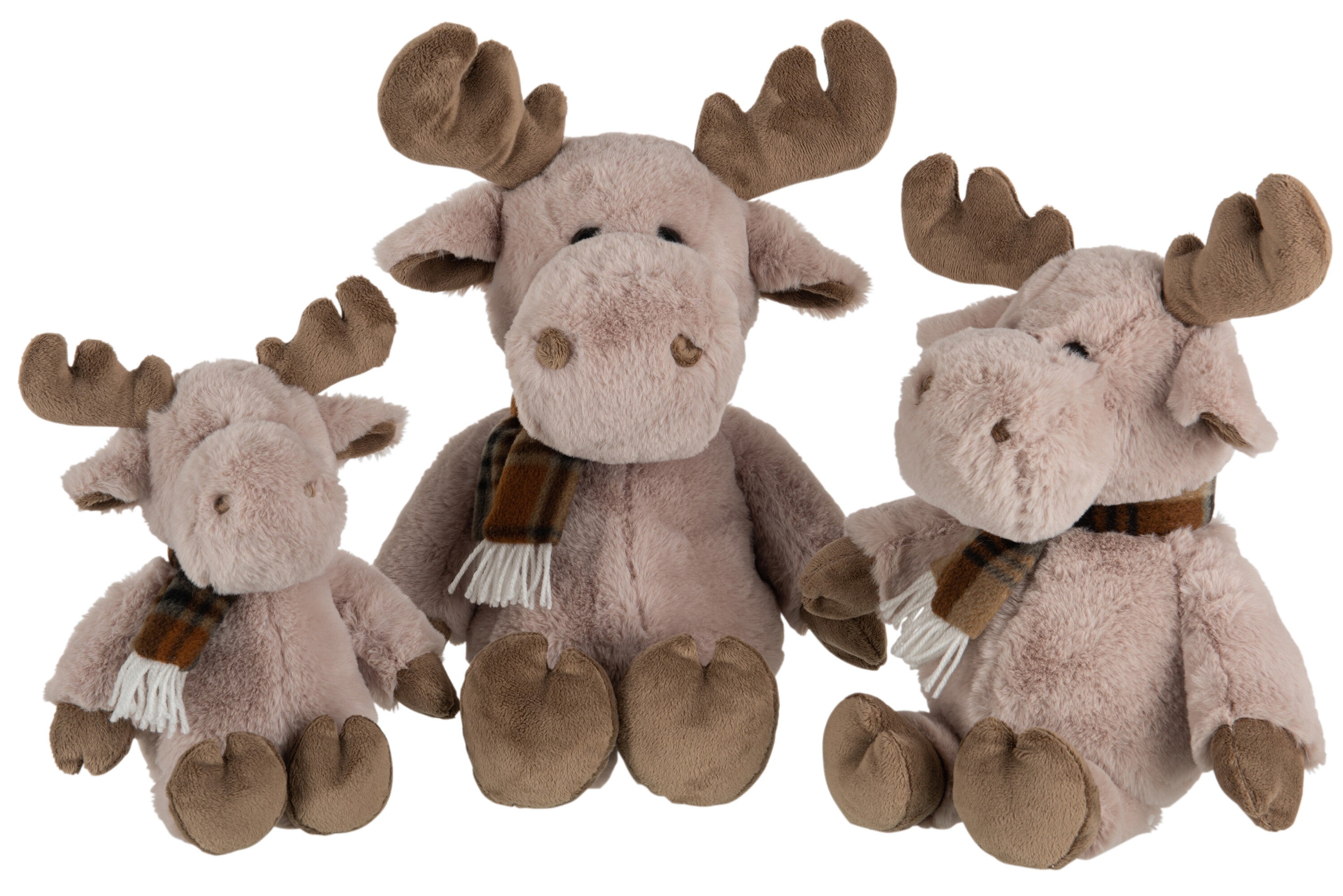 Rendier+sjaal pluche beige/lichtbruin groot