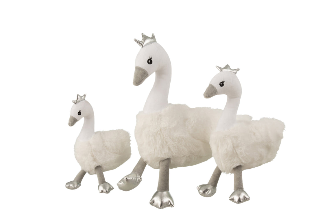 Zwaan pluche Wit/Grijs/Zilver Groot