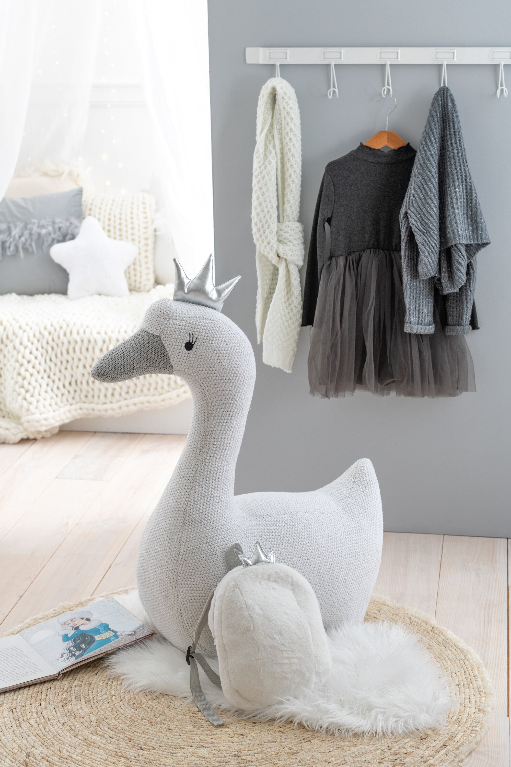 Zwaan Polyester Wit/Grijs Groot