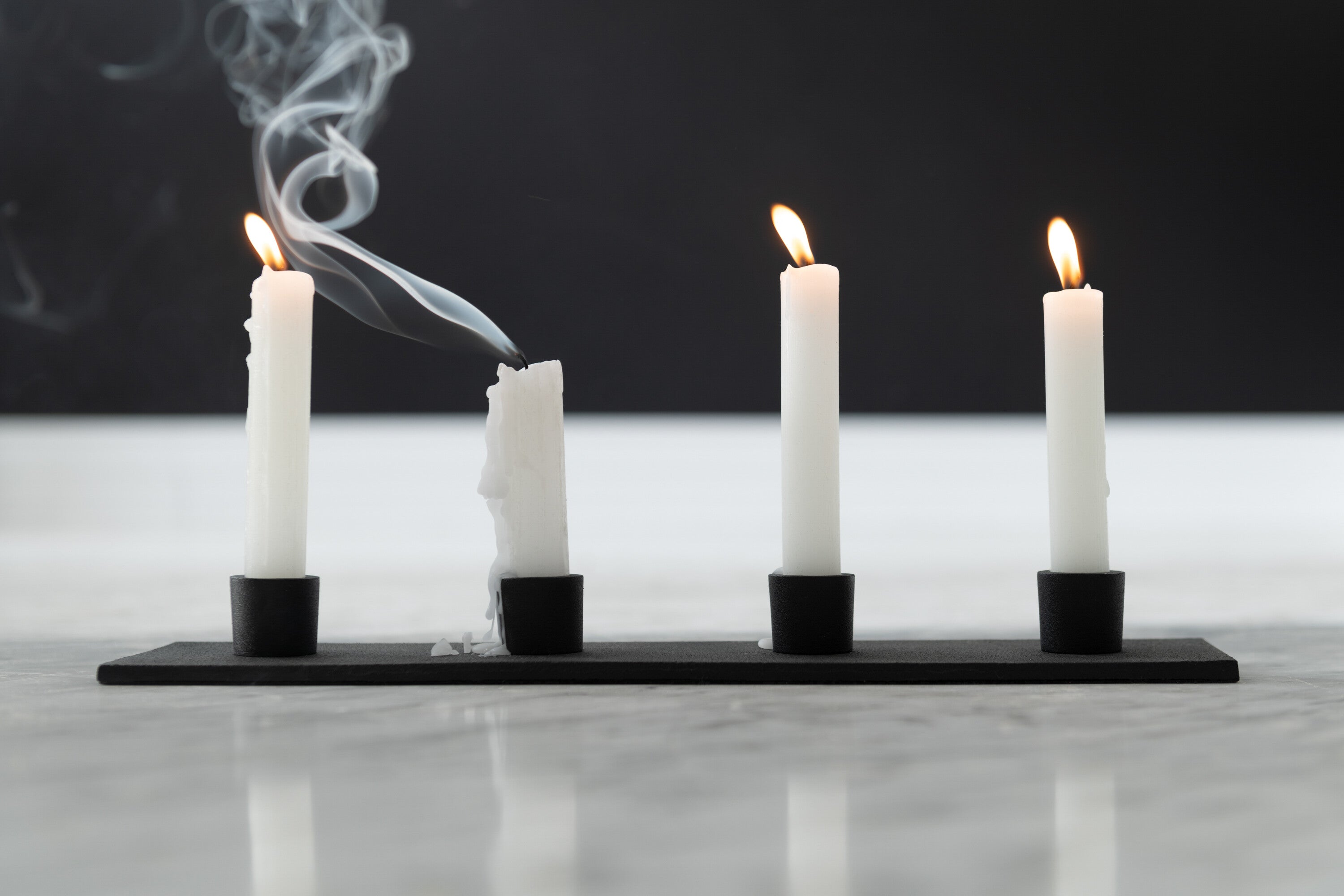 J-Line Kandelaar 4Delig Metaal Mat Zwart