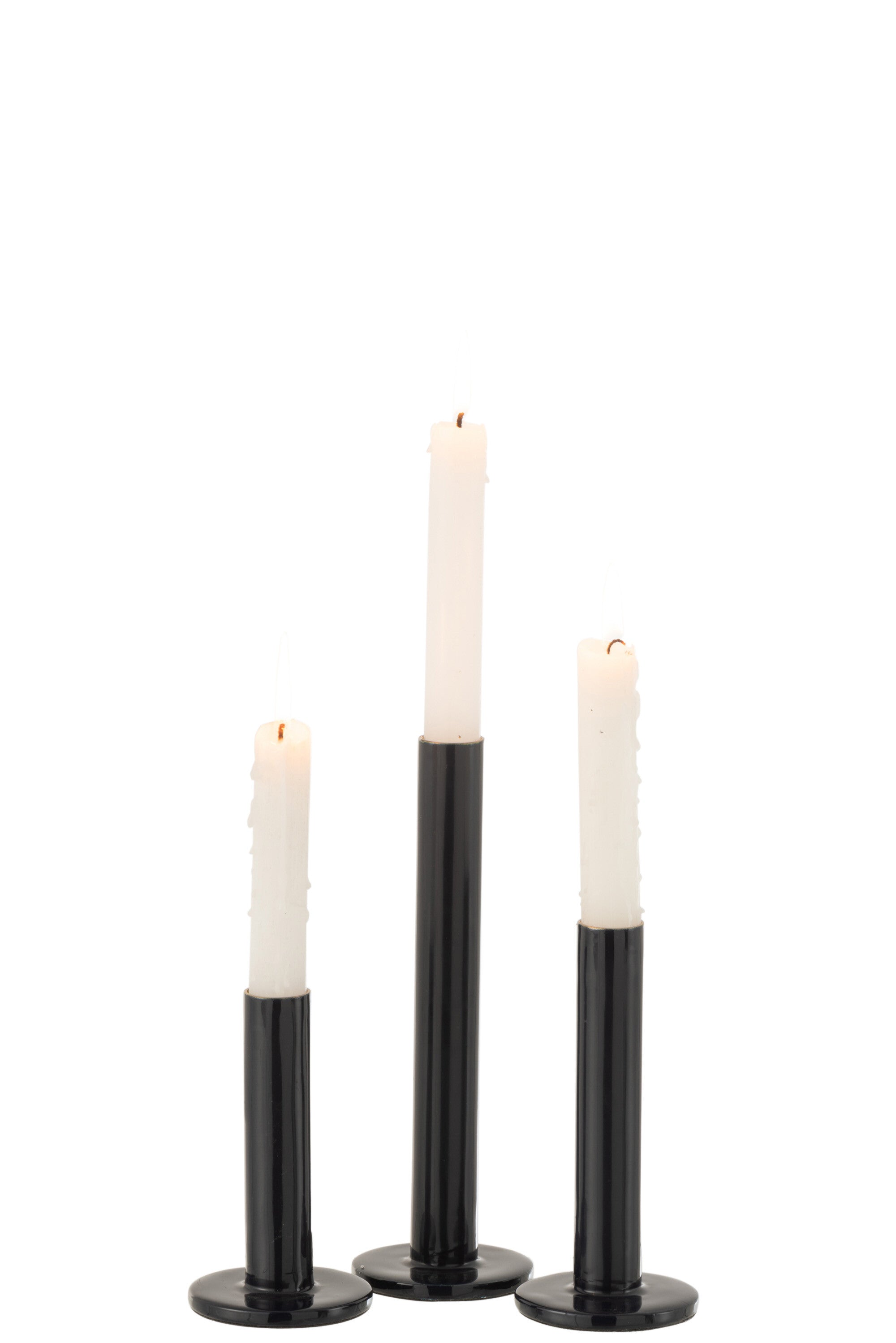 J-Line Set Van 3 Kandelaars Laag Modern Metaal Blinkend Blauw