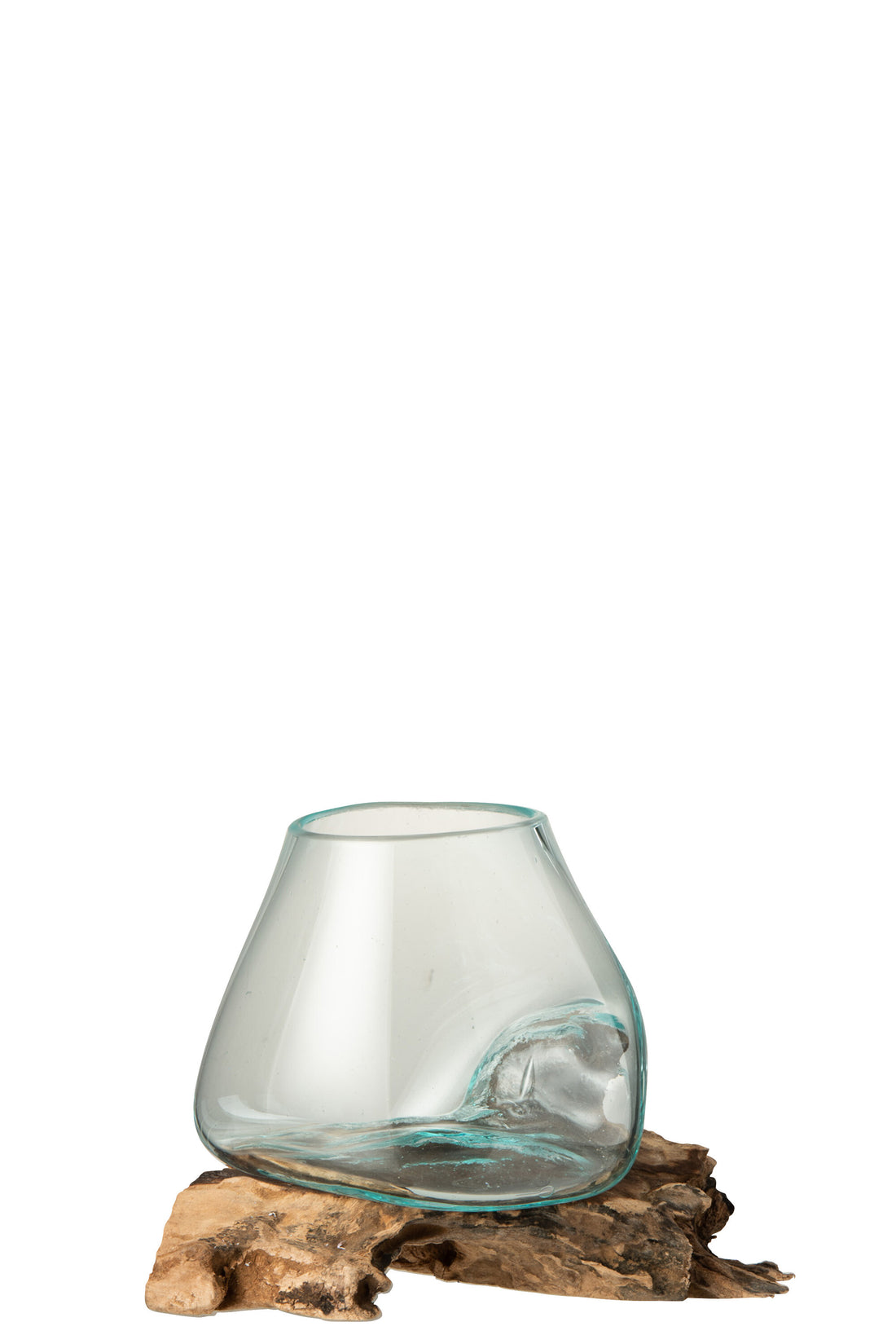 Vaas Op Voet Gamal Hout/Gerecycled Glas Natuurlijk/Transparant Groot