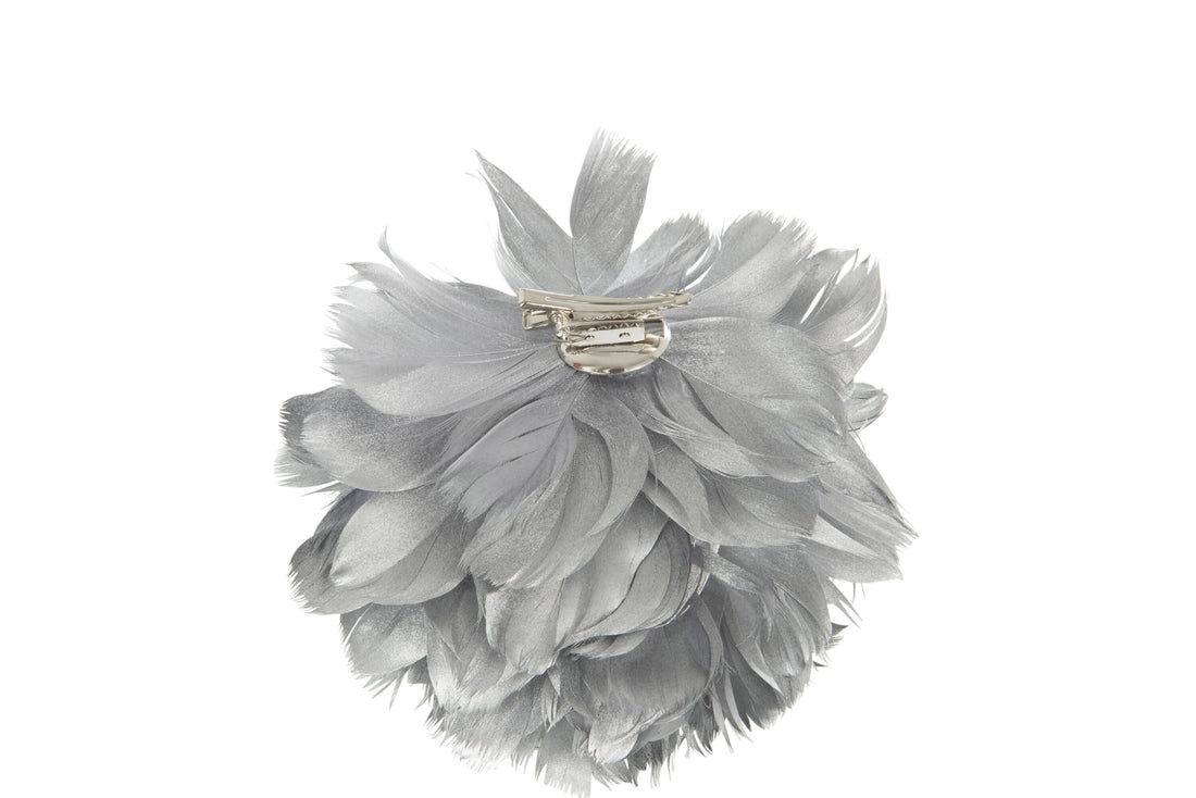 J-Line decoratie bal - veren - zilver