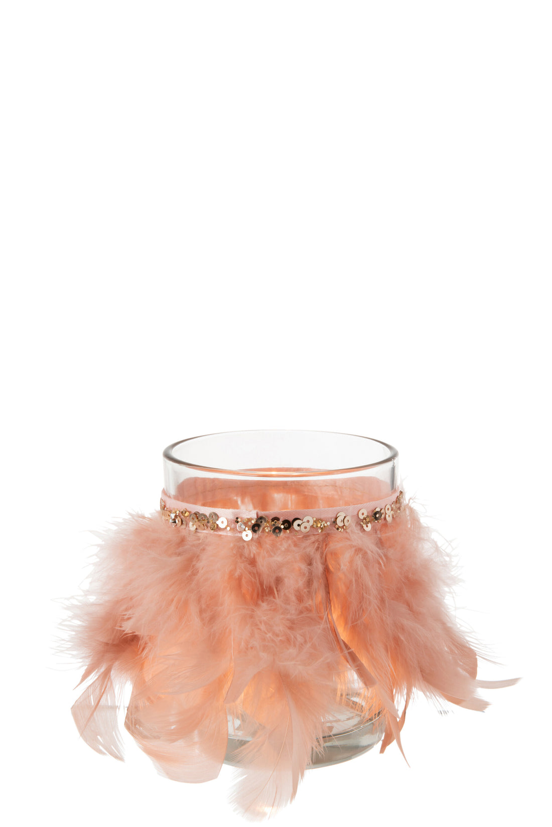 J-Line T-Lichthouder Veren Licht Roze Glas Transparant Large