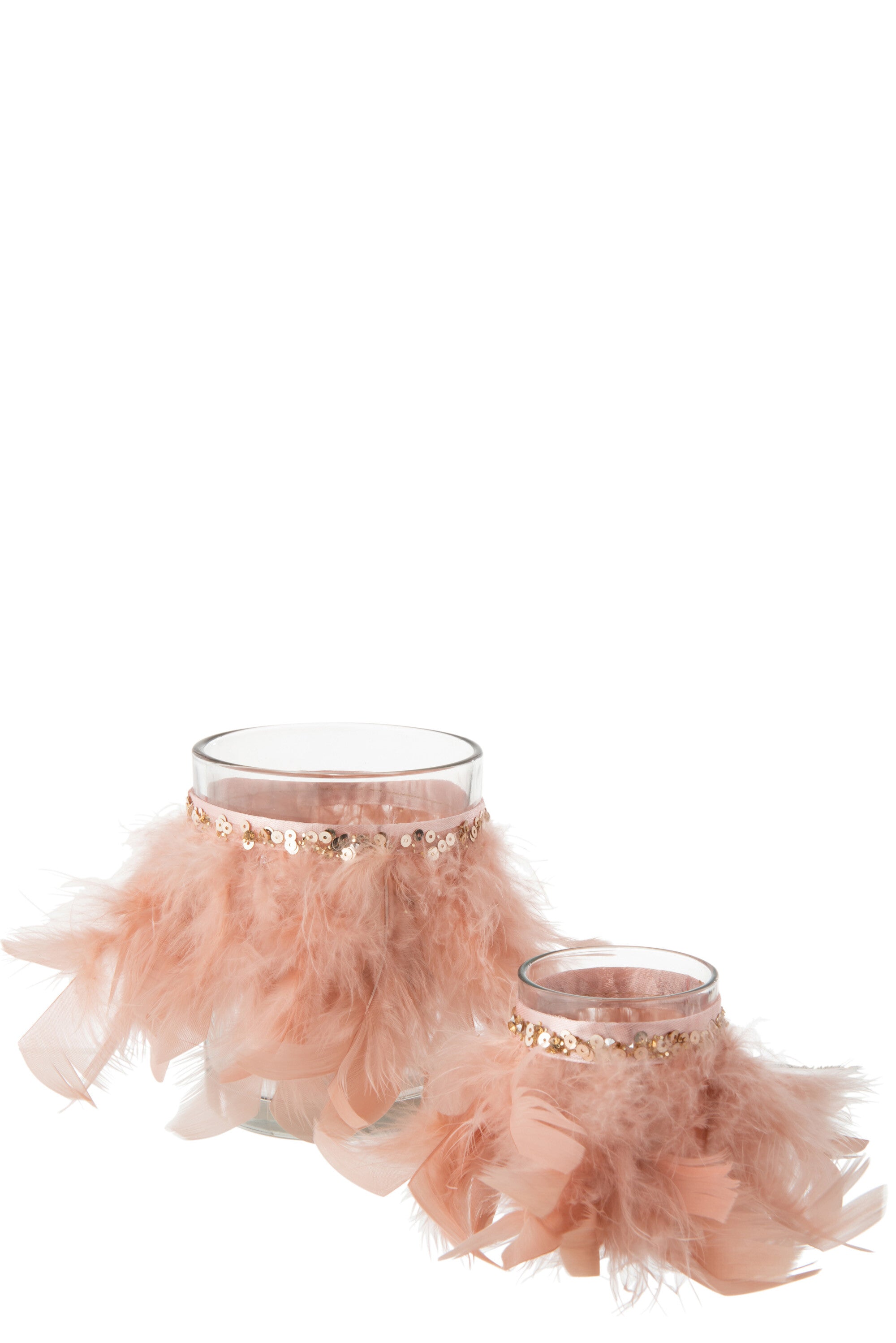 J-Line T-Lichthouder Veren Licht Roze Glas Transparant Large