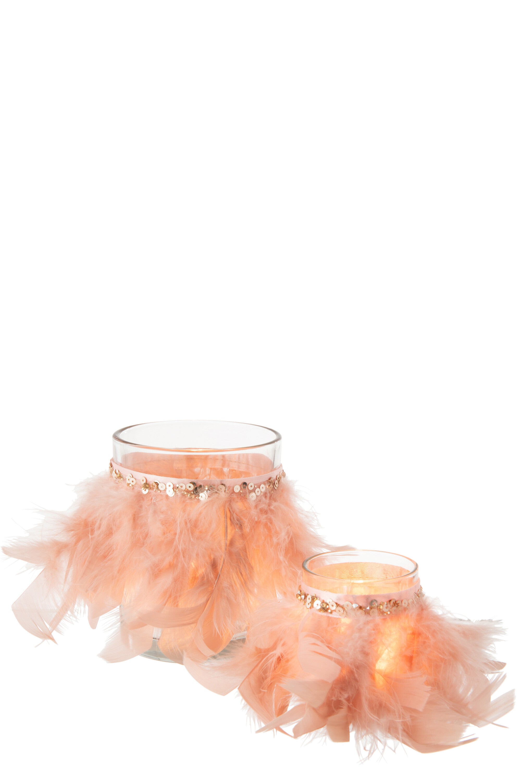 J-Line T-Lichthouder Veren Licht Roze Glas Transparant Large
