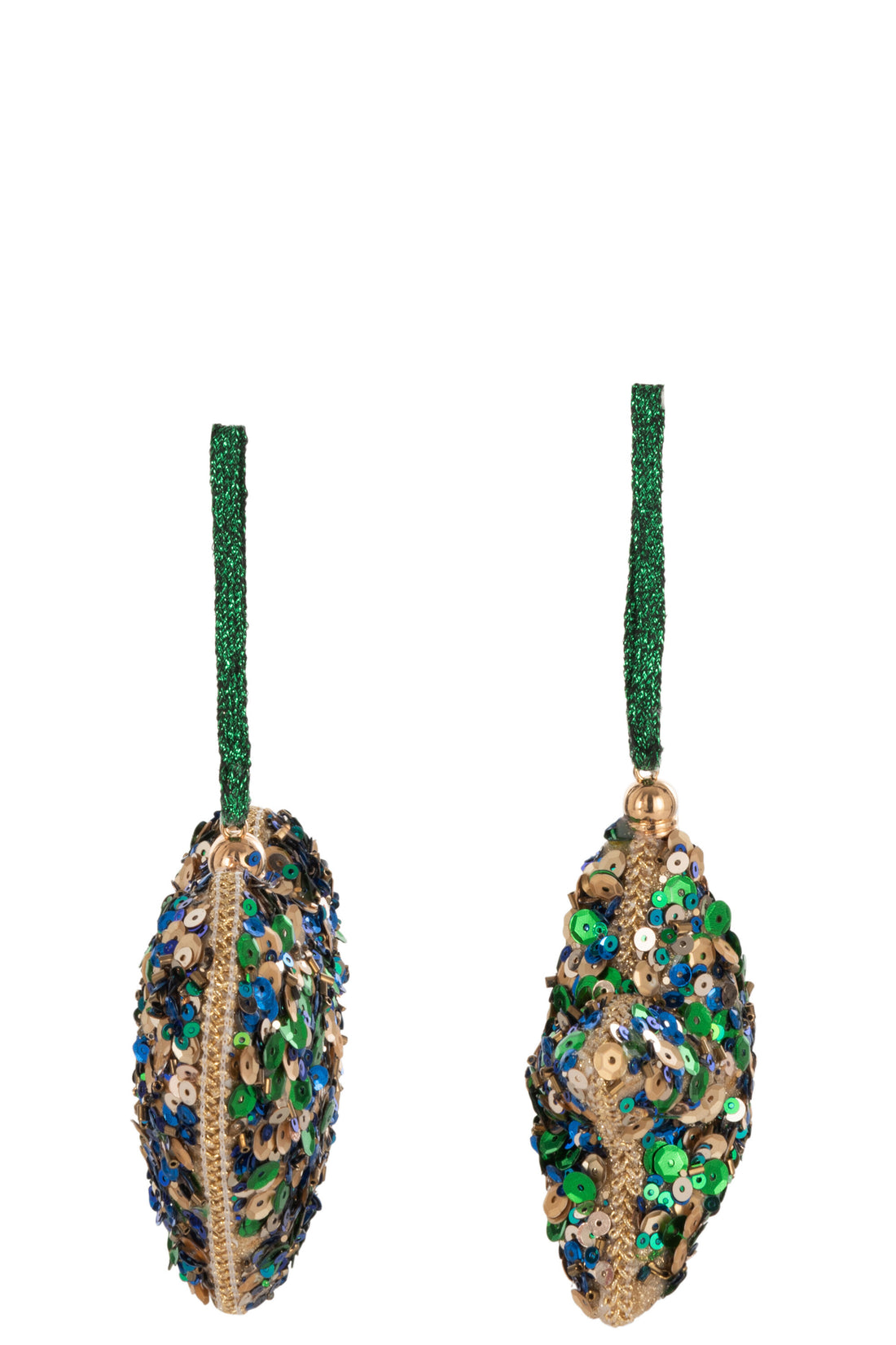 Hanger Hart/Ster Pailletten Groen Blauw/Goud Assortiment Van 2