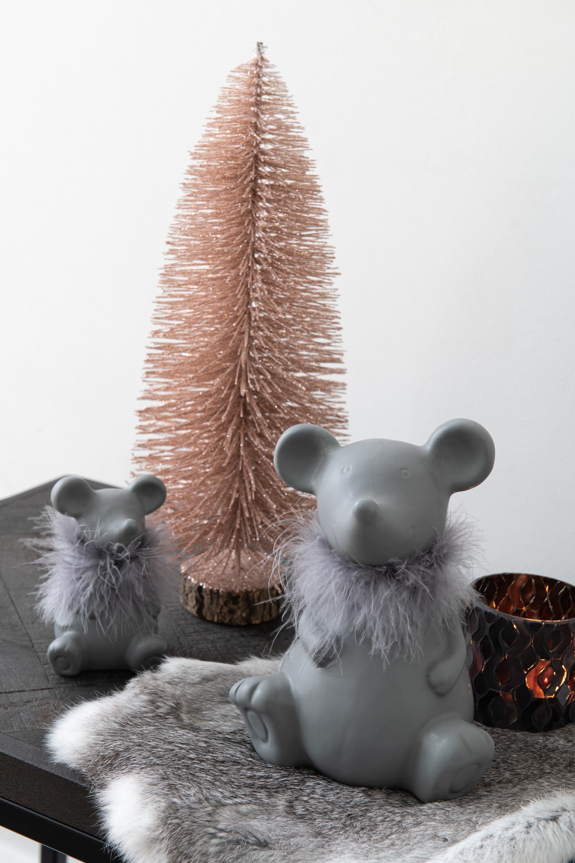 J-Line Christmas Tree Deco Plastic Glitter Antique Pink Medium