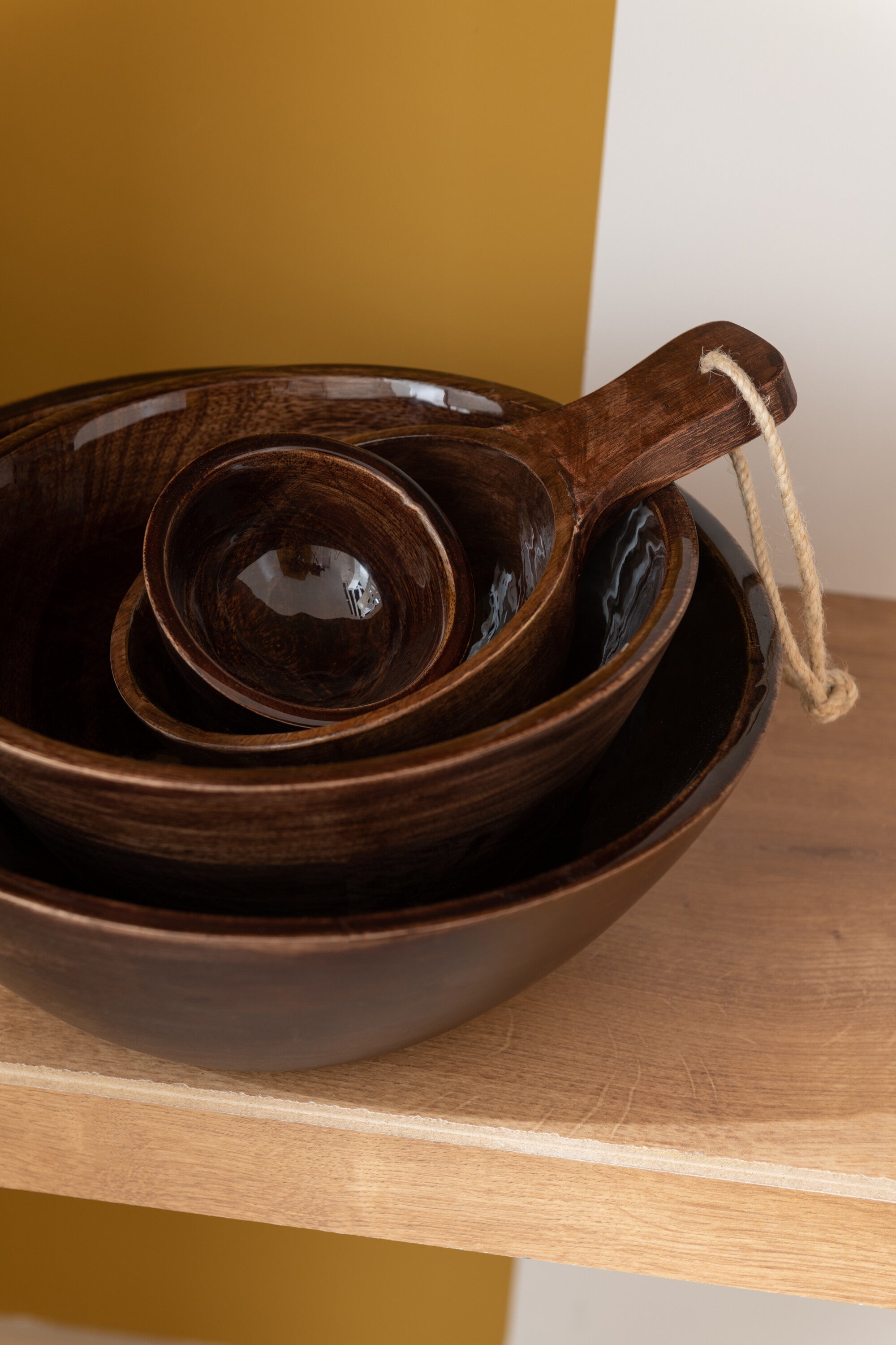 J-Line Kom Mango Hout Bruin Small