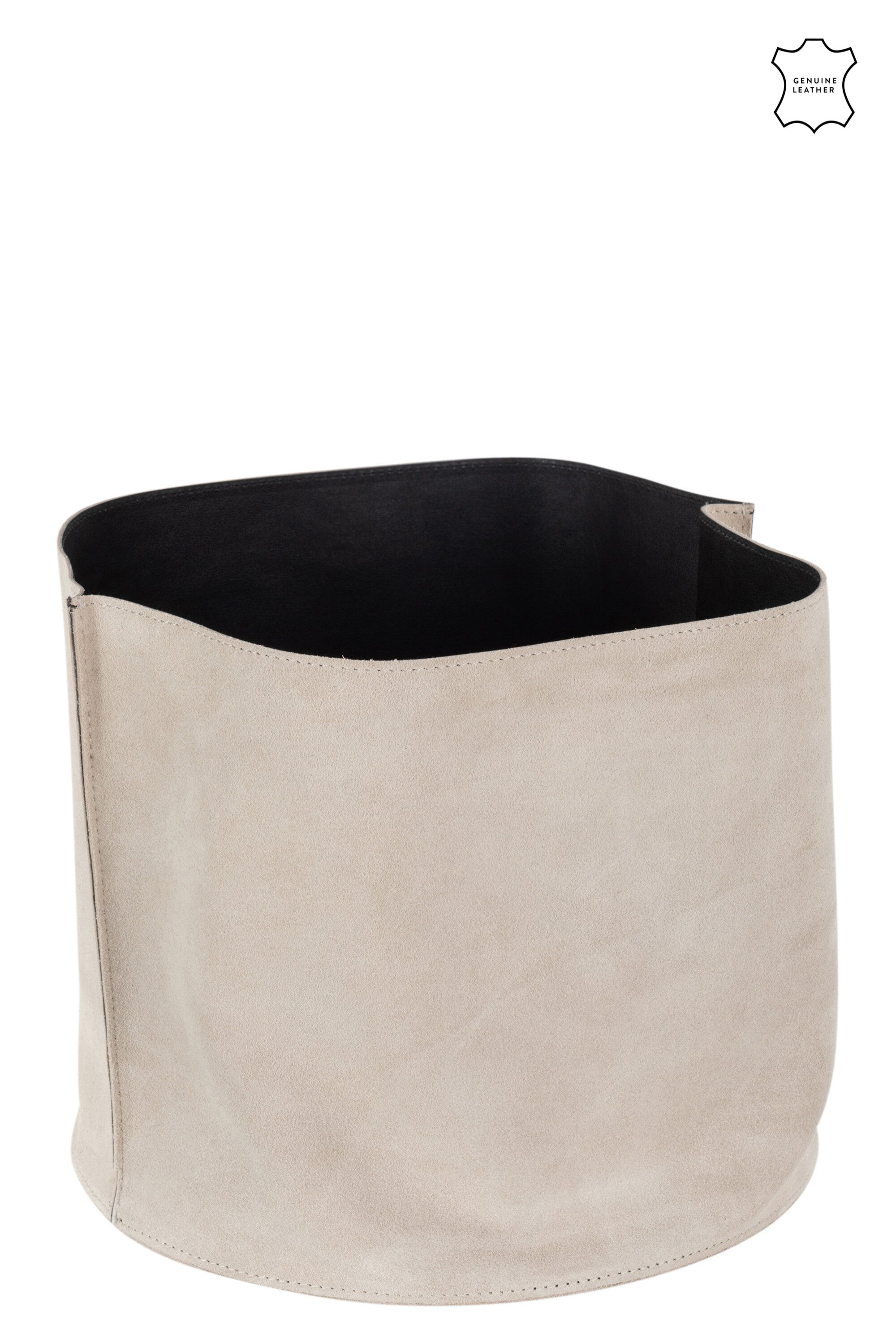 J-Line Opbergmand Rond Laag Leder Beige