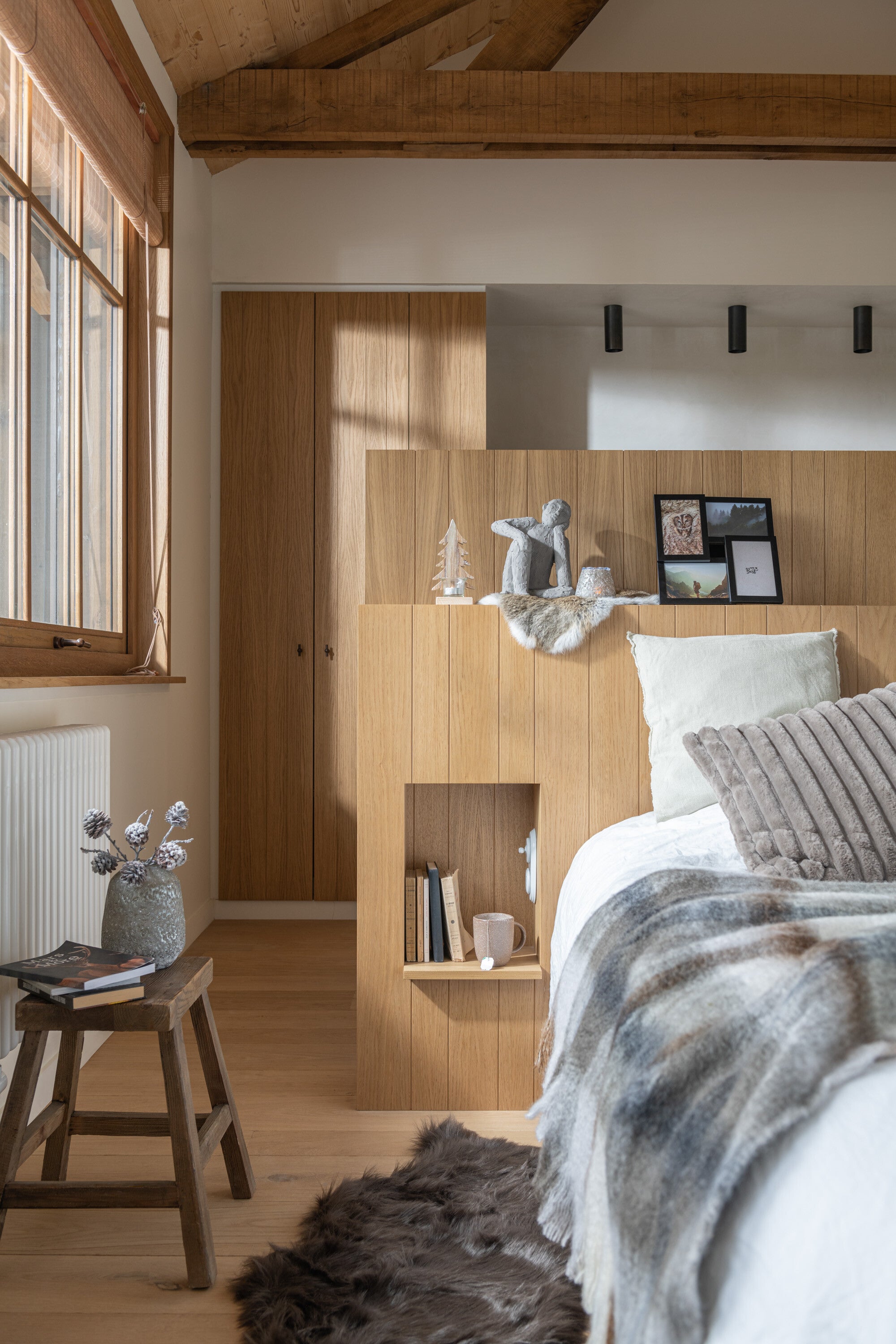 J-Line Plaid ruit - polyester - bruin/ grijs/ wit - 190 x 136 cm