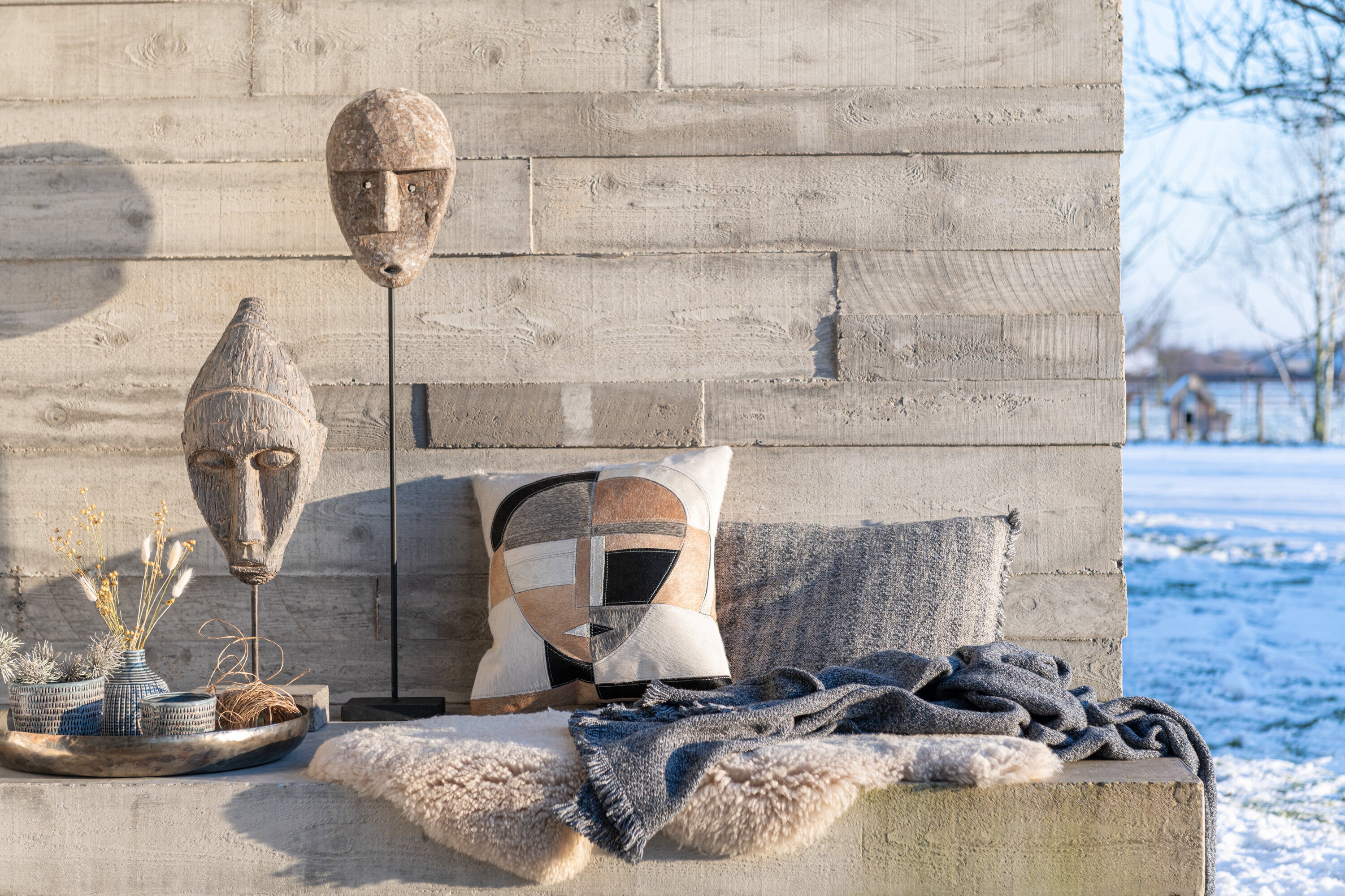 Geruite Etnische Katoenen Blauw