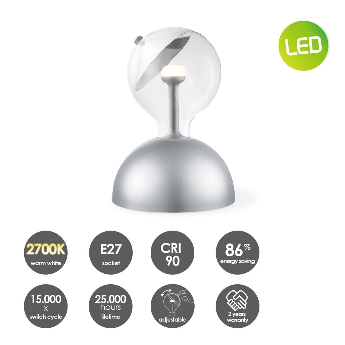 Hanglamp Move Me Bumb Cone 5.5W 2700K grijs-zilver-wit