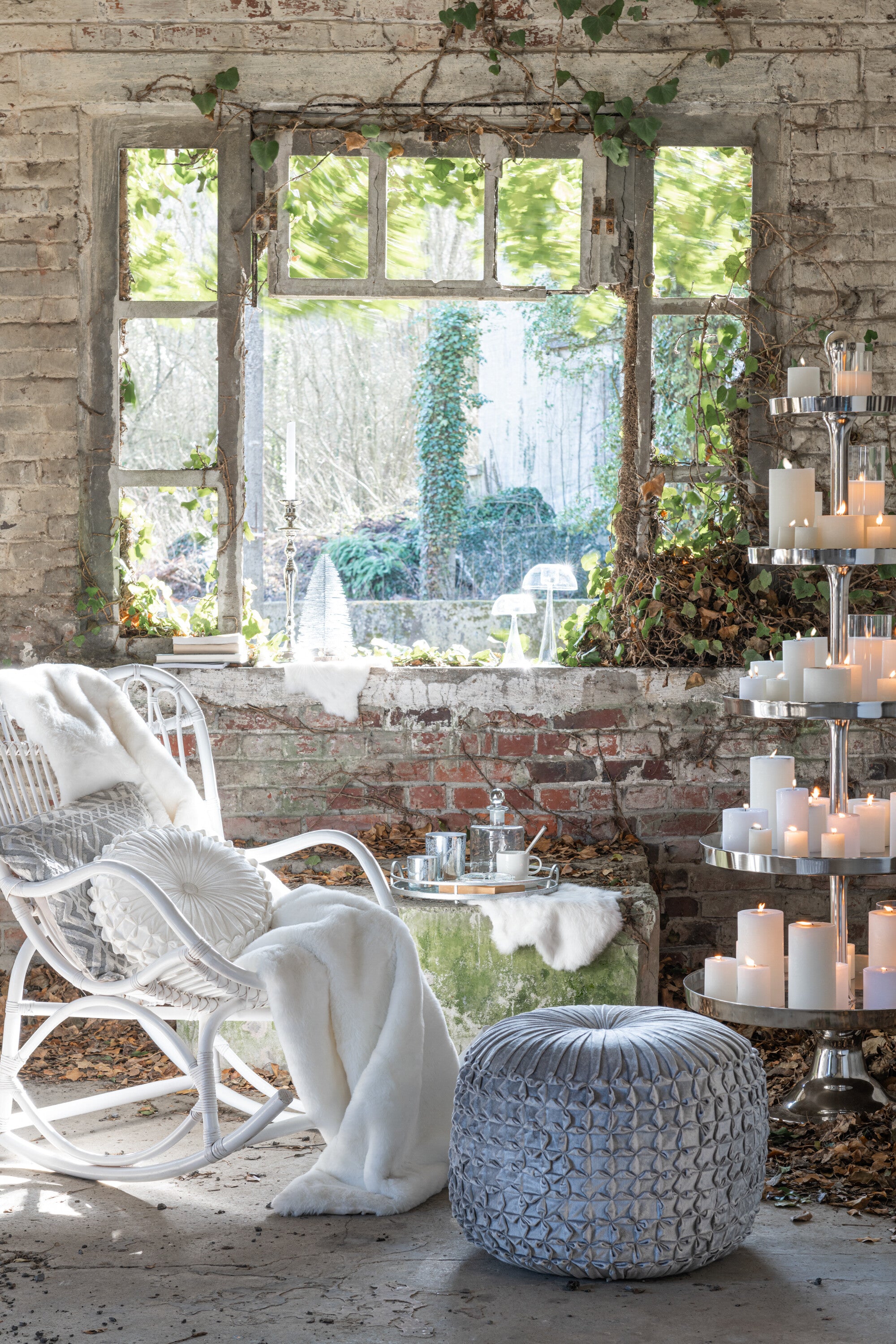 J-Line Kussen Viva Rond Polyester Wit