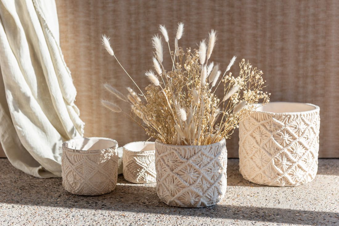 Bloempot Ibiza Cement Wit Klein