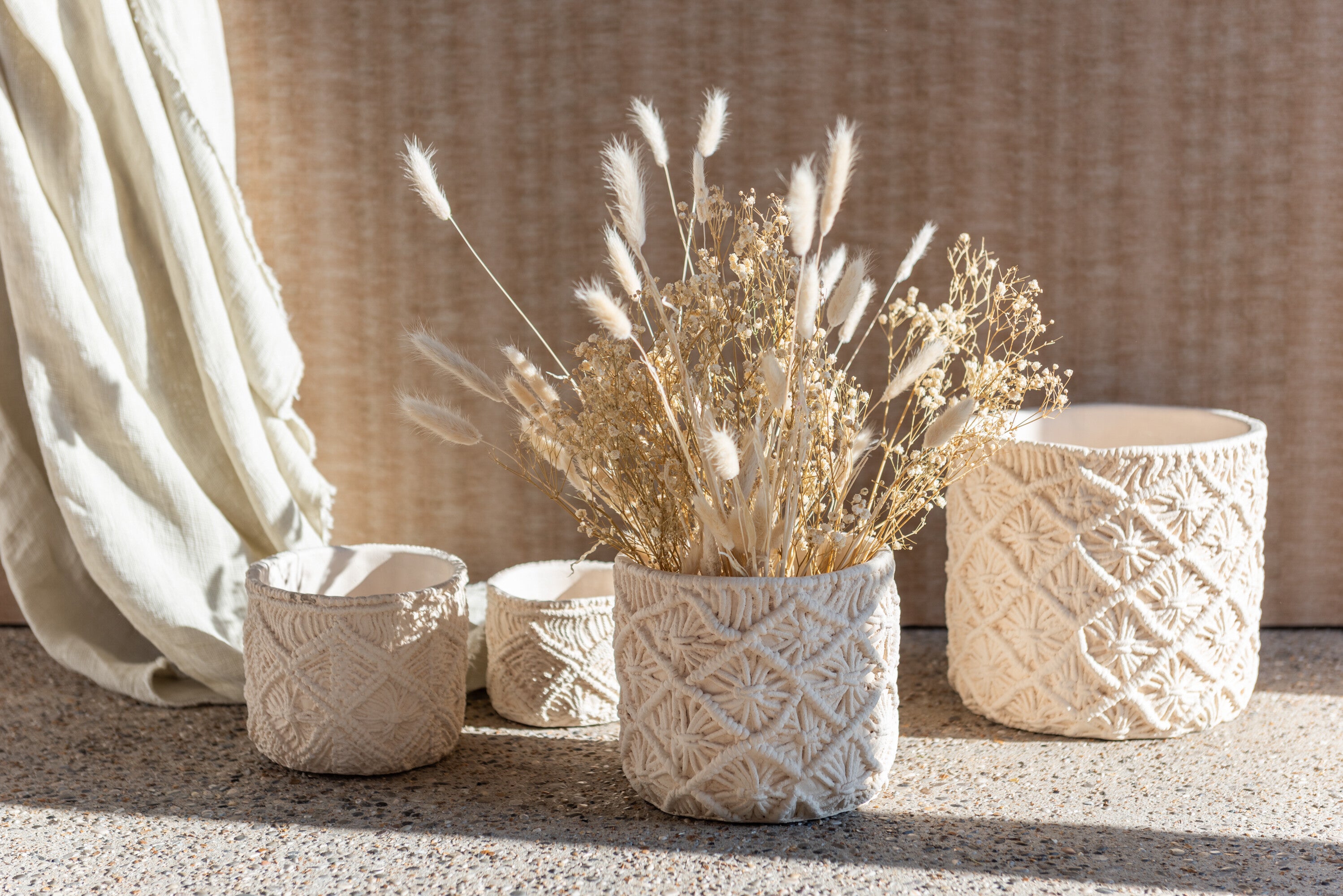 Bloempot Ibiza Cement Wit Klein