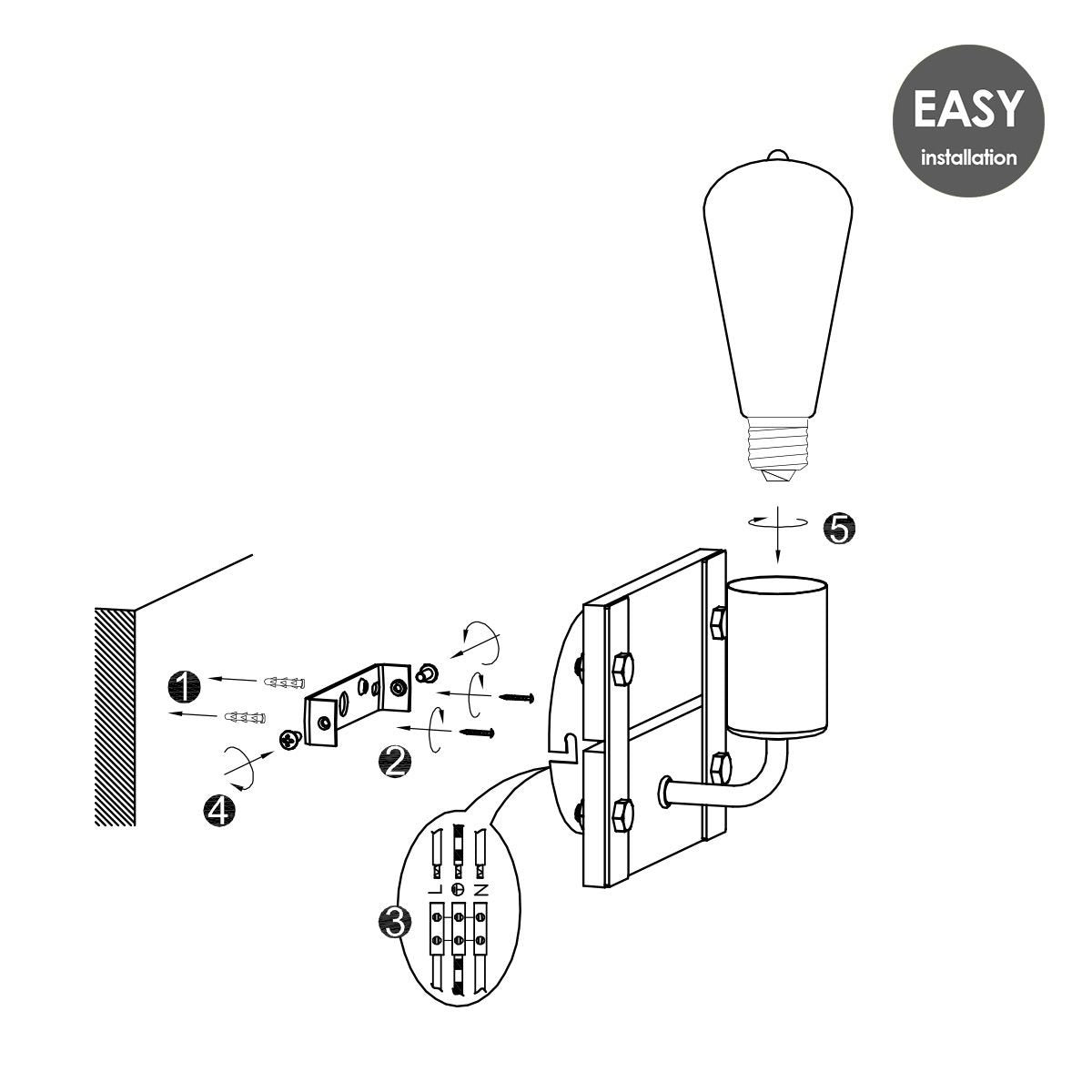 Industriële Wandlamp Denton | 15/11/13cm | Antraciet