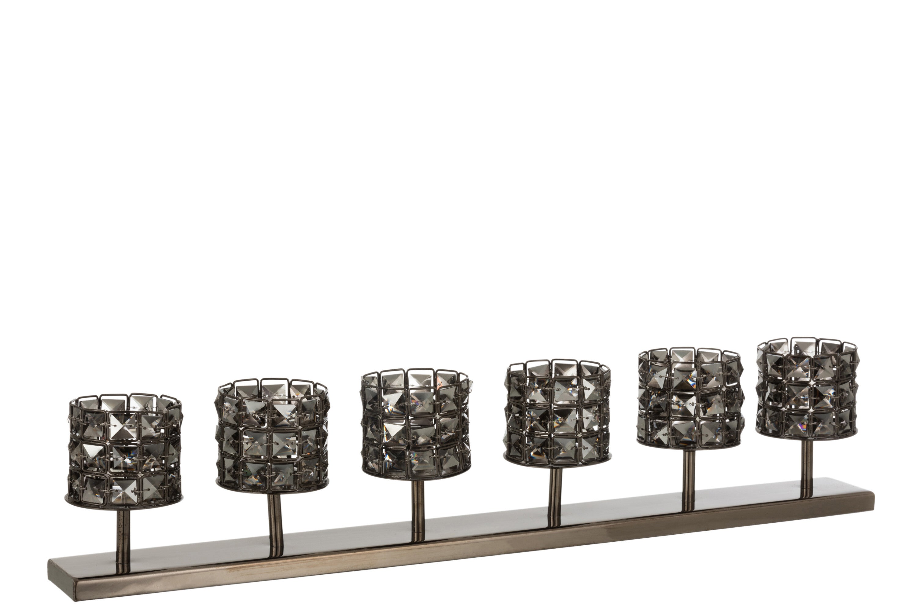 J-Line Theelichthouder 6 Crystal Smokey Grey