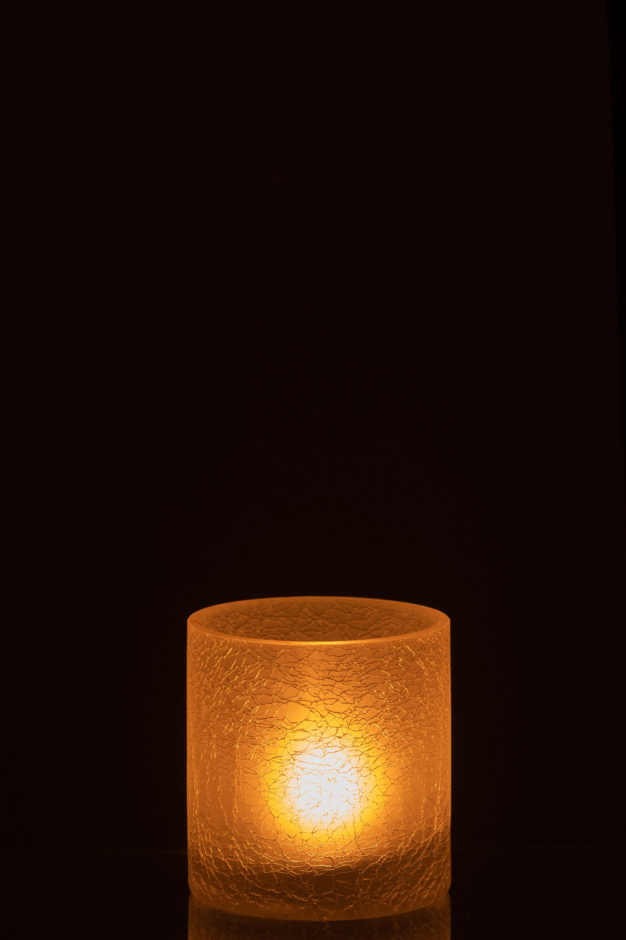 J-Line Lantaarn Cilinder Craquele Glas Mat Wit Klein