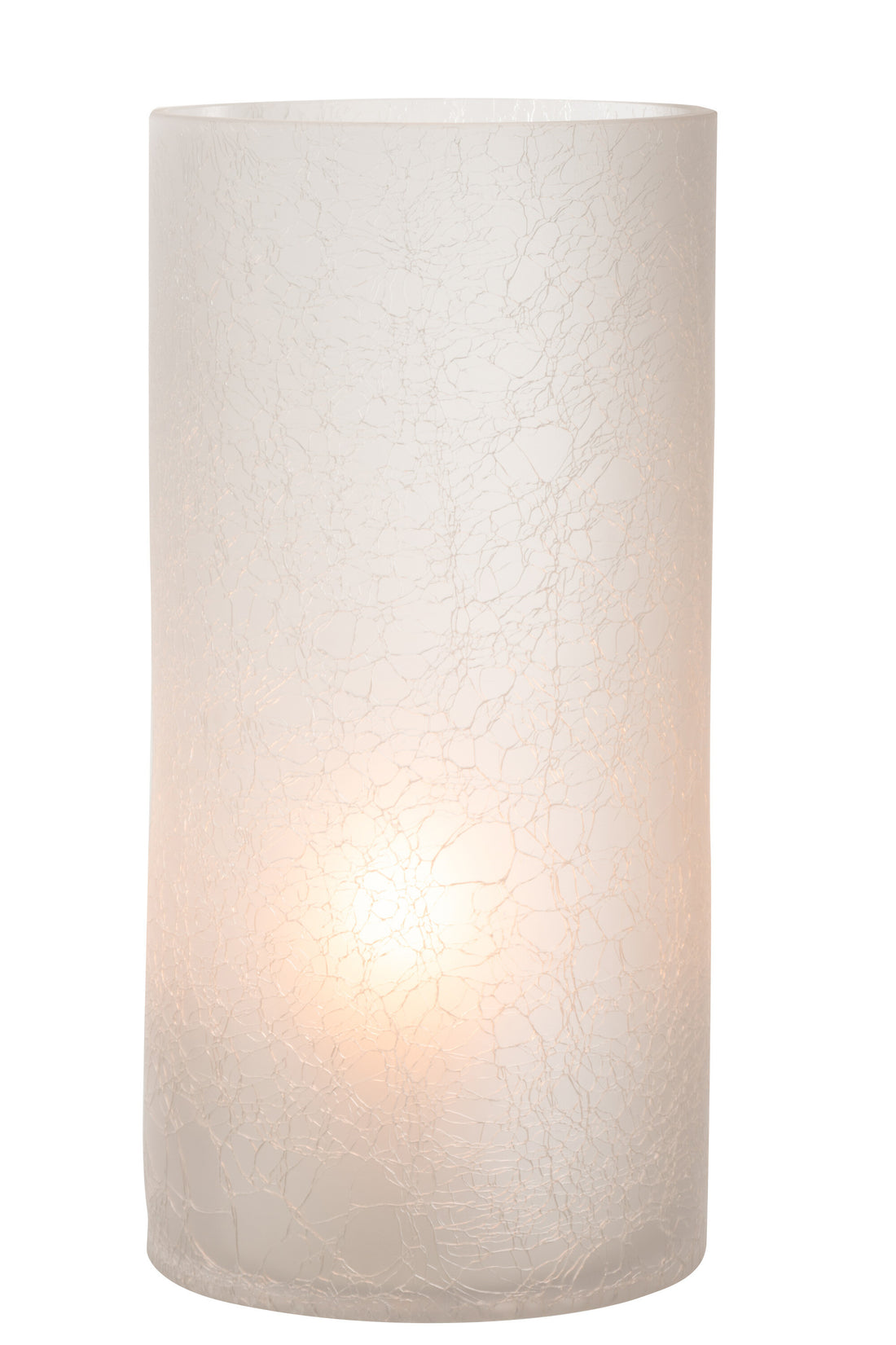 J-Line Lantaarn Cilinder Craquele Glas Mat Wit Extra Large