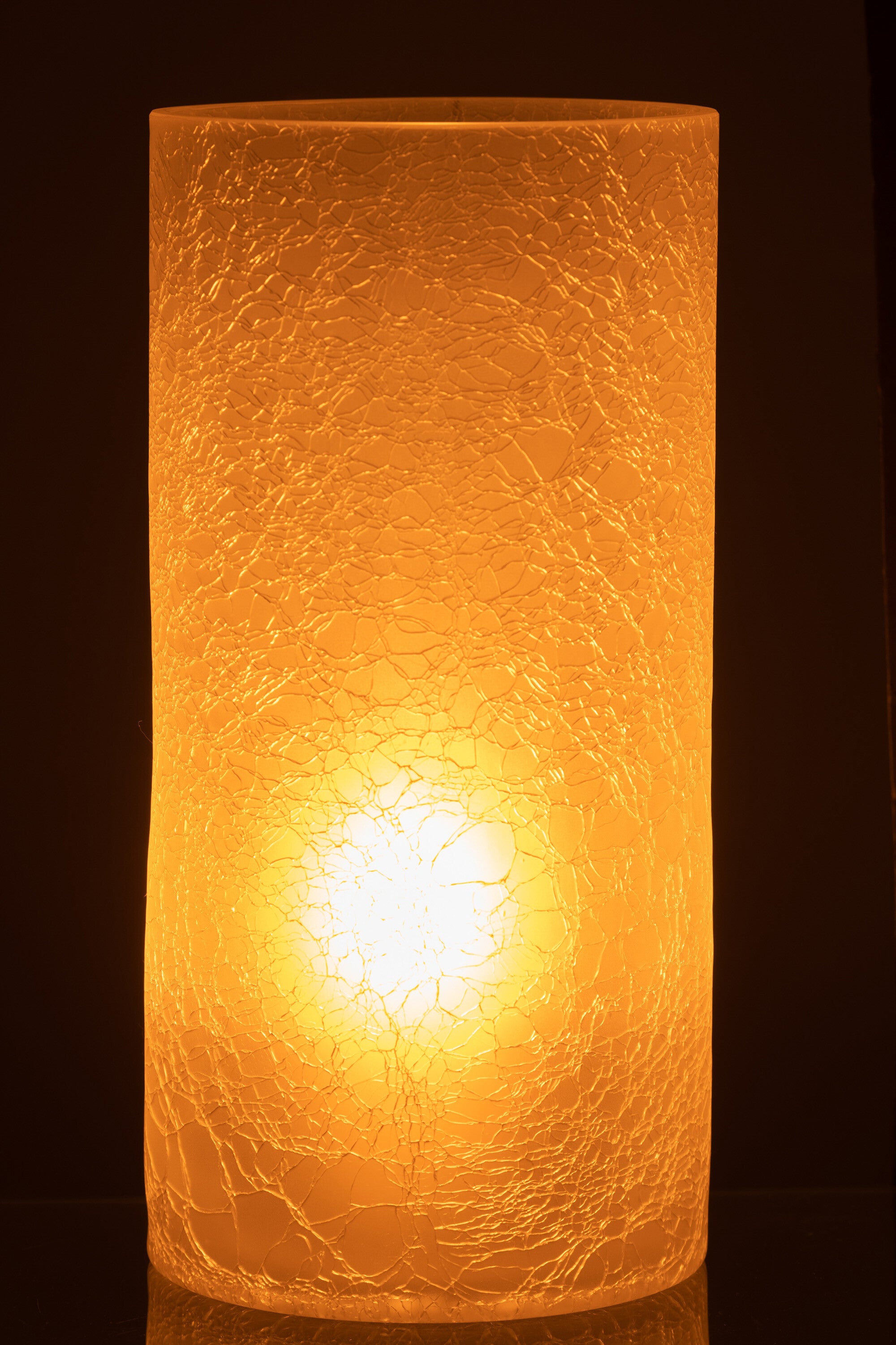 J-Line Lantaarn Cilinder Craquele Glas Mat Wit Extra Large