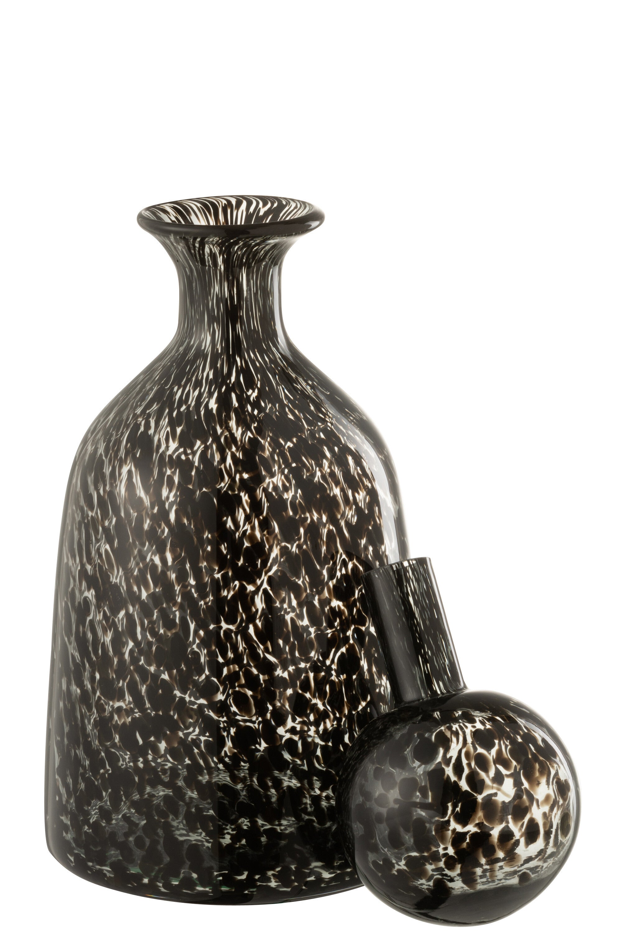 Fles + Stopcontact Punt Decoratief Laag Glas Zwart Klein